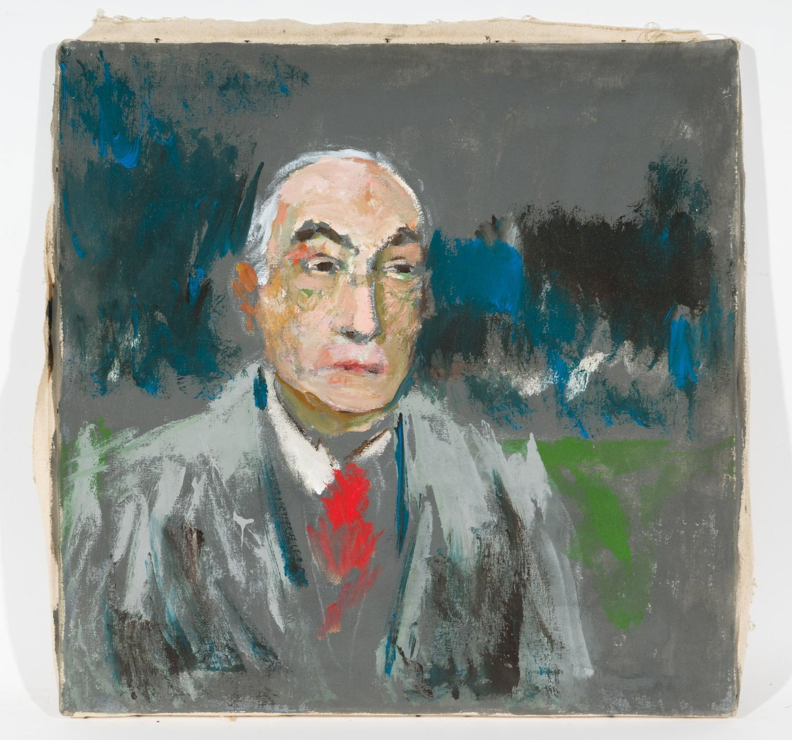 Untitled, Portrait of a Man: DESCRIPTION: Untitled, Portrait of a Man . Revington Arthur (American, 1908-1986). Oil on canvas. Unsigned. MEASUREMENTS: 24-1/8" high x 24-1/4" wide. CONDITION: Unframed. Scattered losses around edge