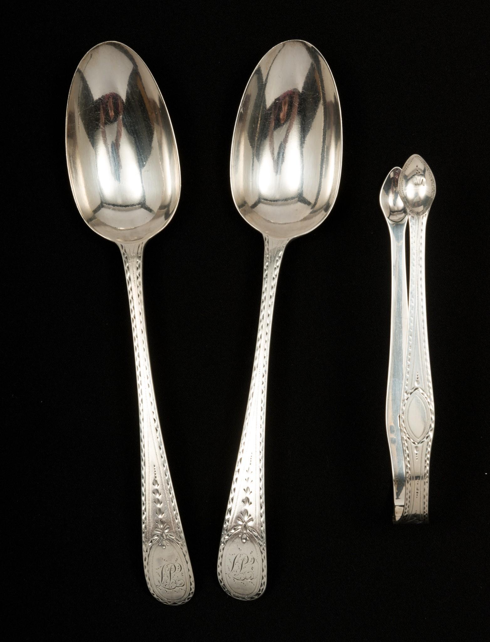 1782 Sterling Hester Bateman Spoons and Tongs (1 of 7)