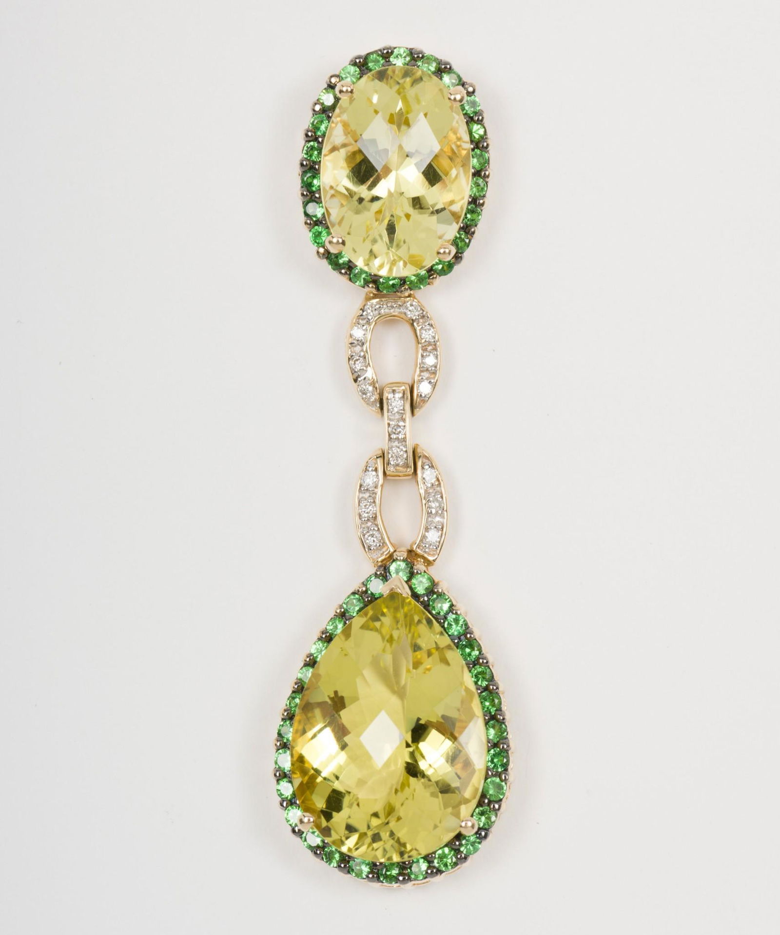 14K Gold Le Vian Lemon Quartz & Tsavorite Pendant (1 of 5)