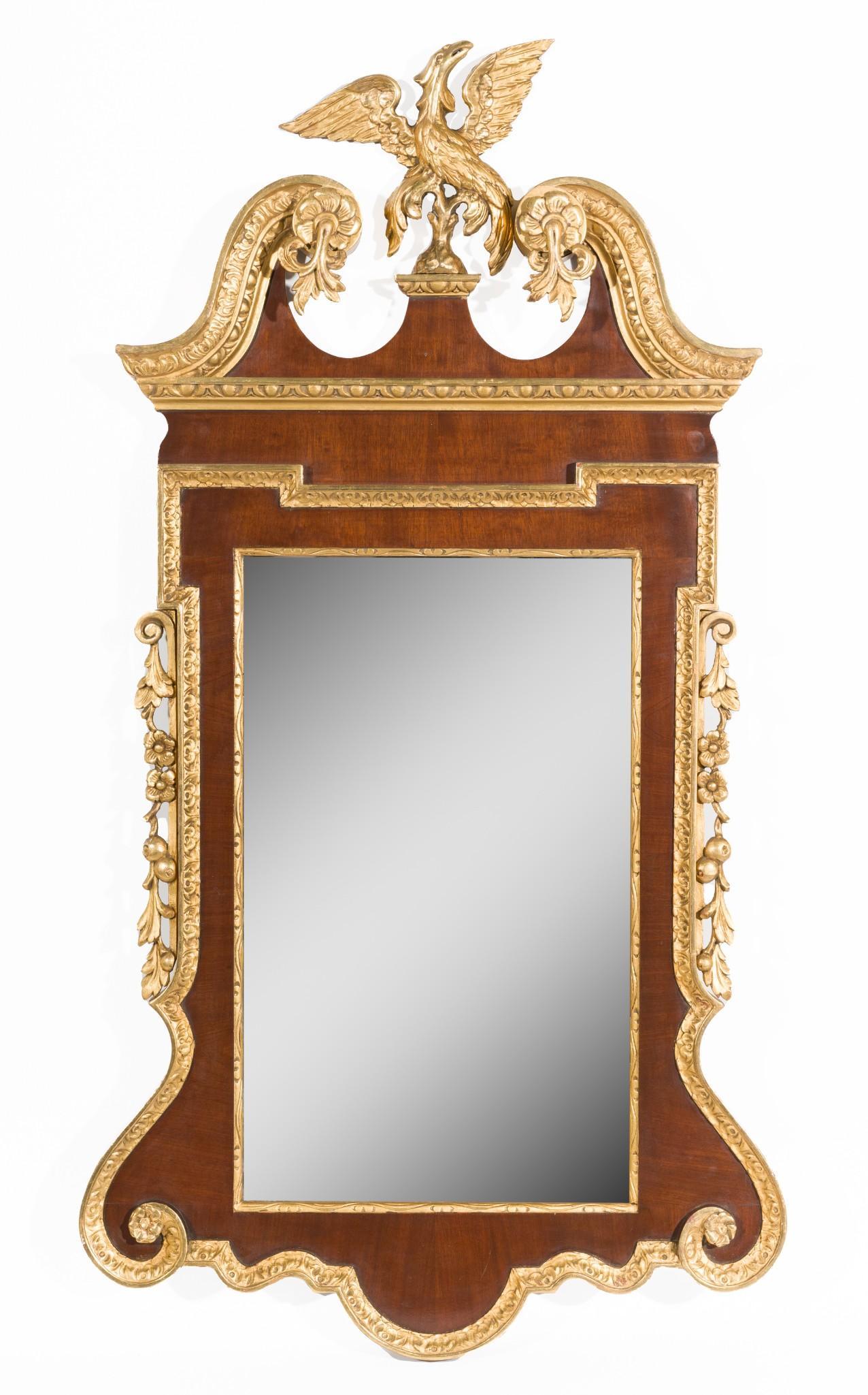 Antique Chippendale Phoenix Topped Mirror (1 of 9)