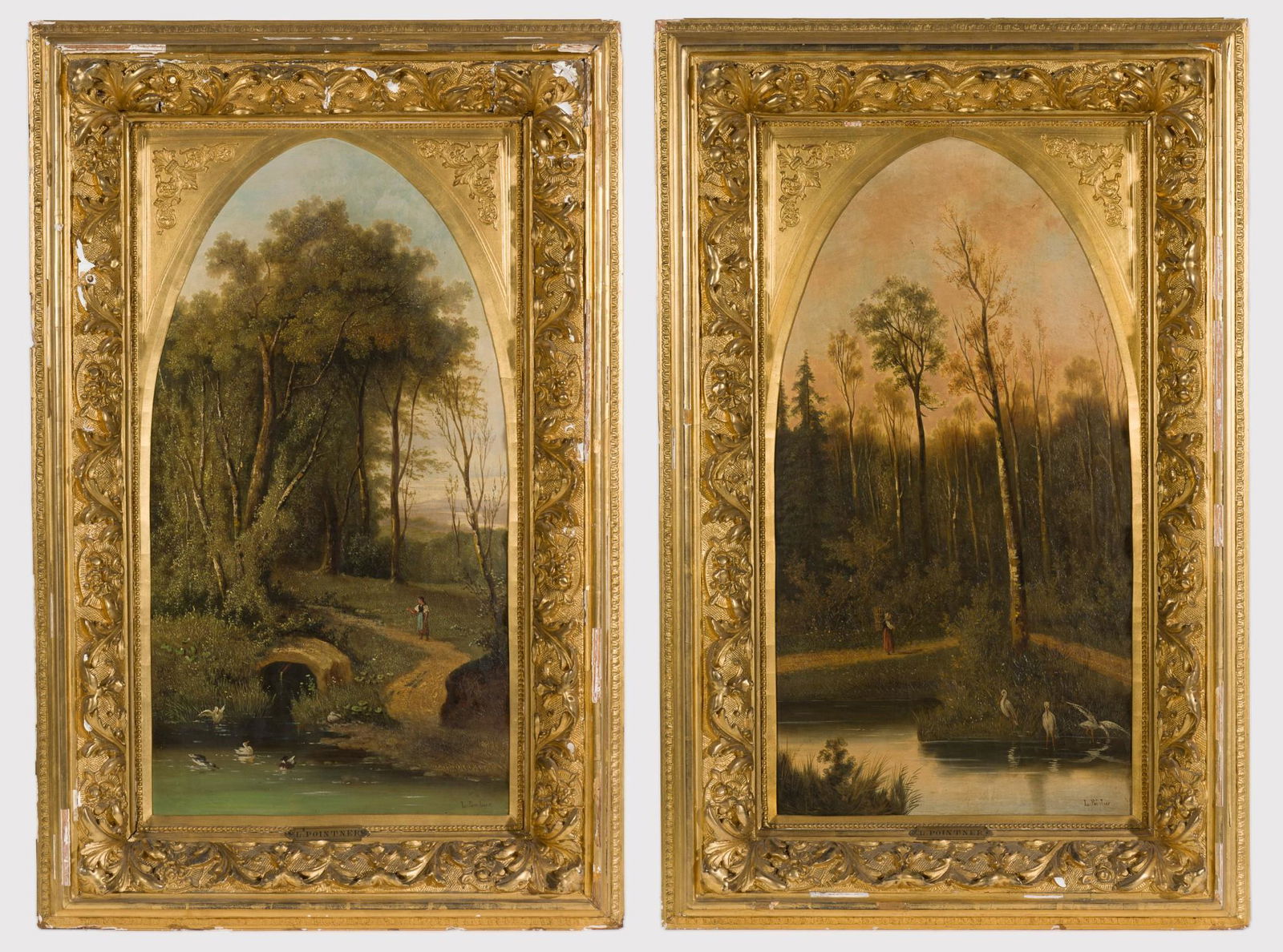 European School, 19th Century; Pair of Lanscape Paintings signed L. Pointner (1 of 13)