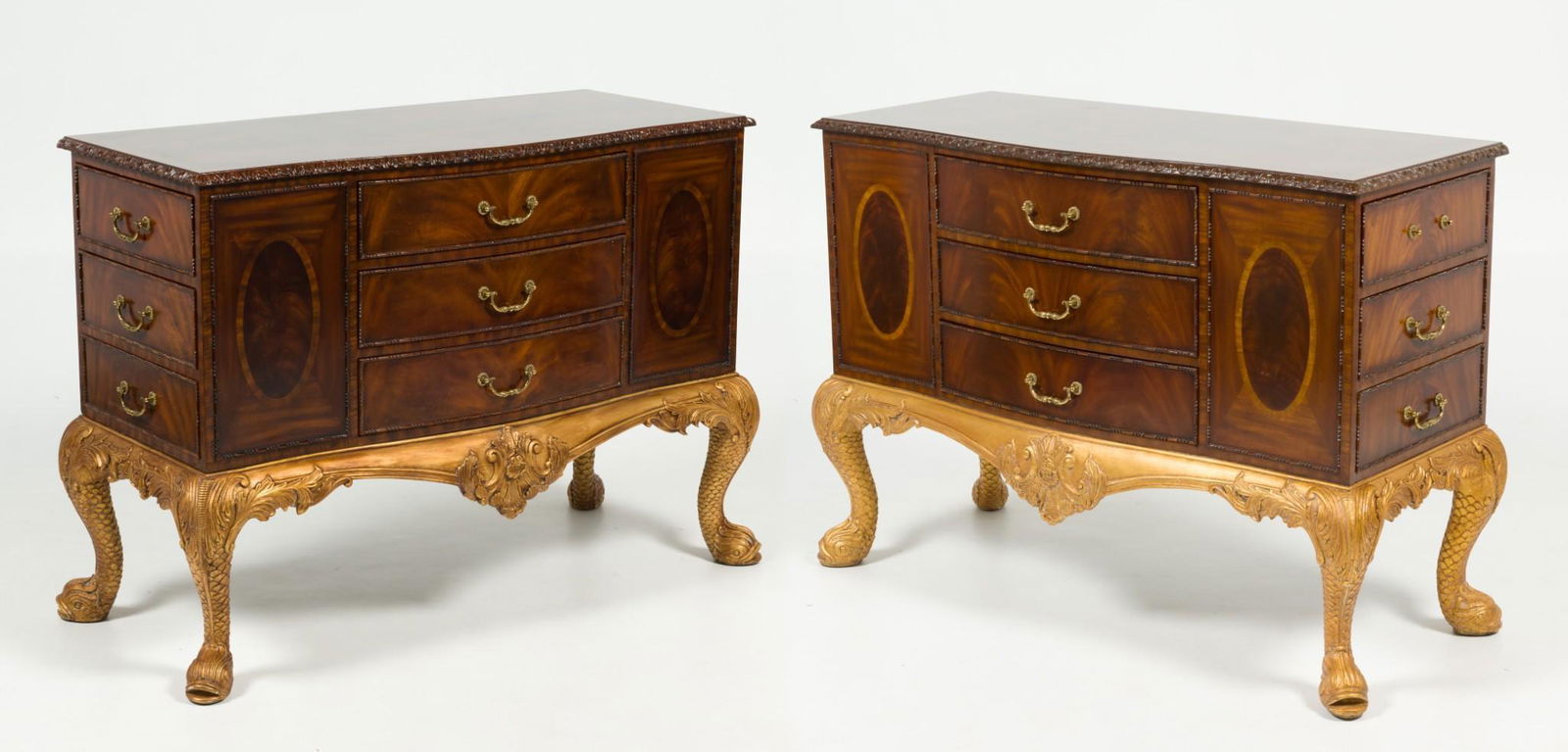 Pair of Maitland Smith Rococo Style Sideboards with Gilt Bases (1 of 20)