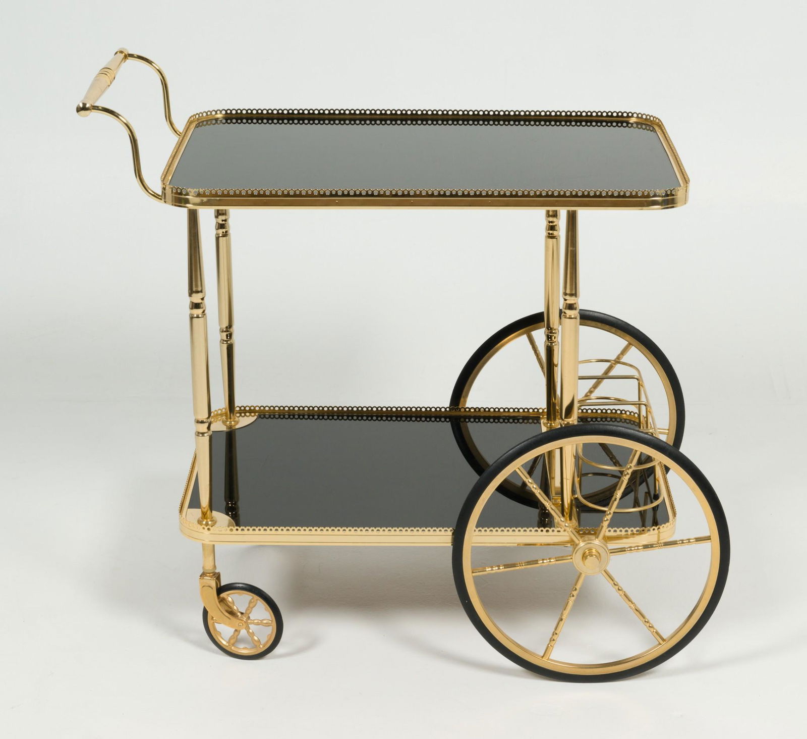 French Brass and Black Glass Bar Trolley (1 of 7)