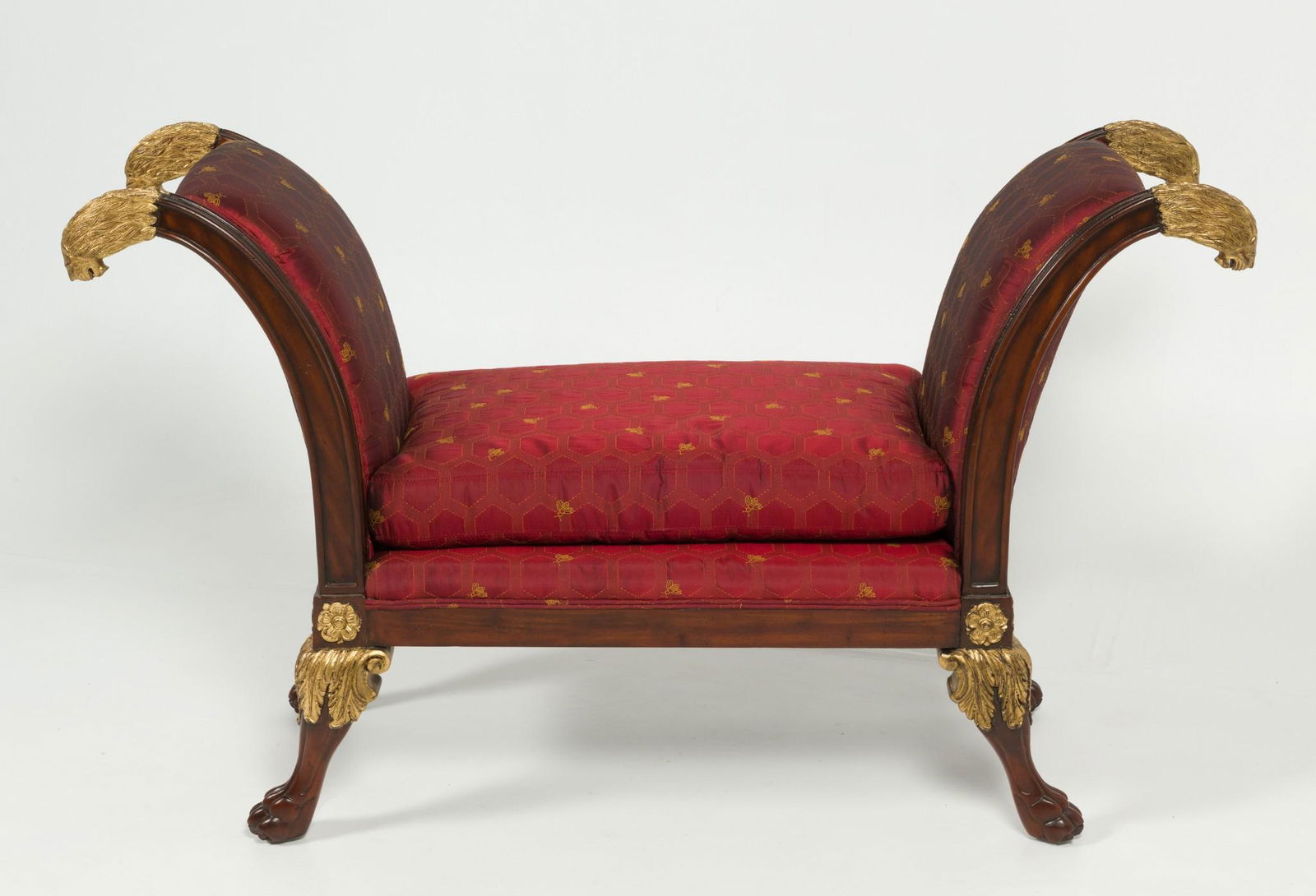 Maitland Smith Mahogany Bench with Gilt Lions Heads (1 of 8)