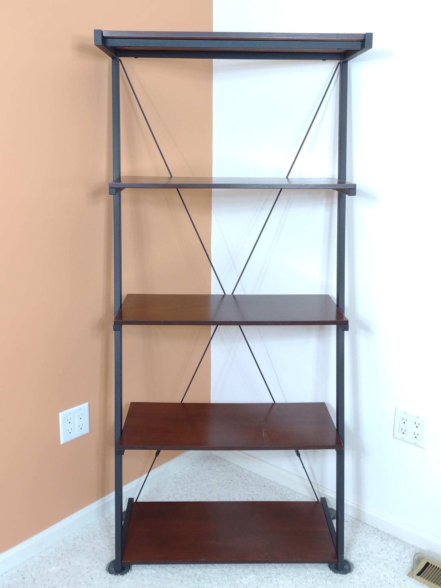 Bookcase: 30" wide X 14-1/2" deep X 66-1/2" high. Has a few light scratches. To be sold from location in Mechanicsburg, PA. Address to be provided to winning bidder for pick up by appointment. MG. IMPORTANT: Be