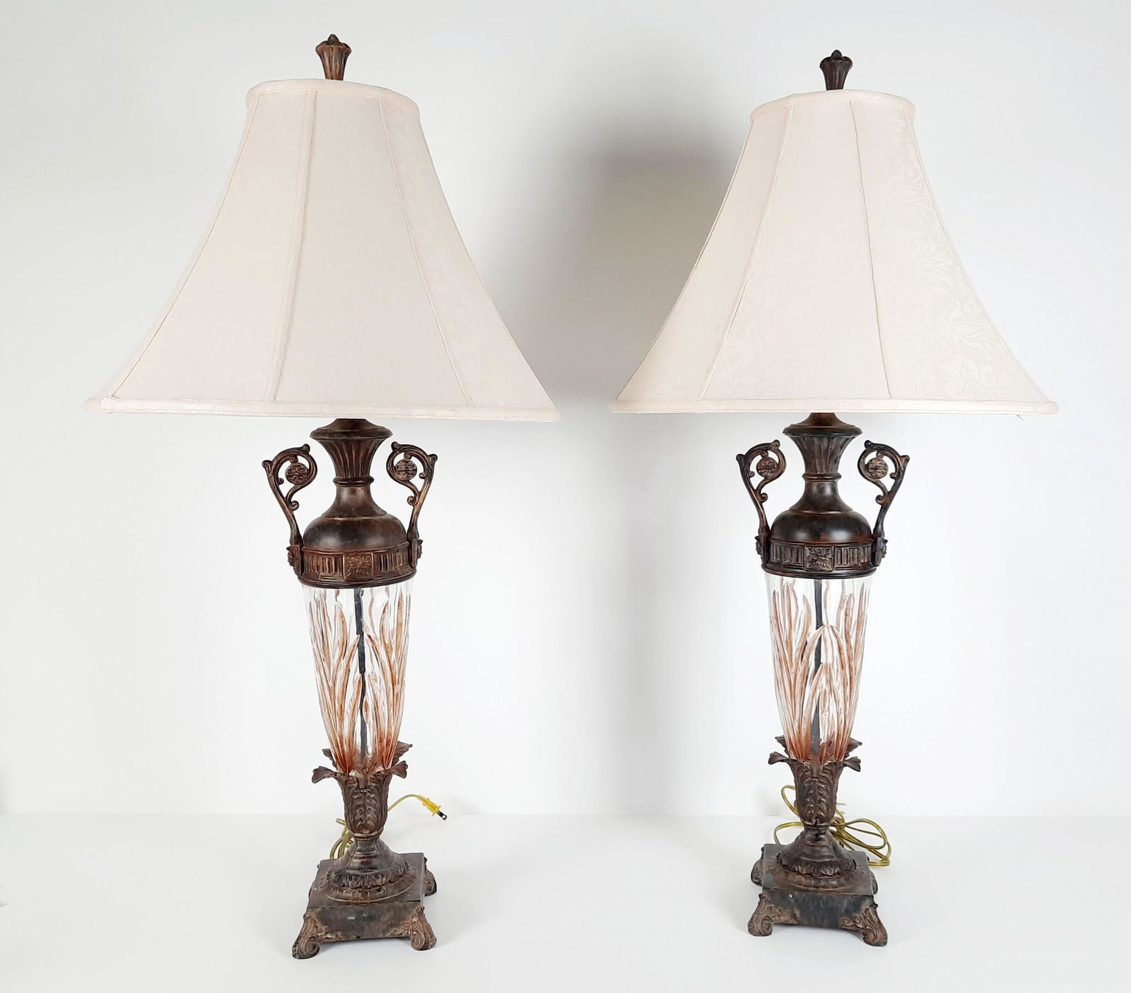 2 Glass and Metal Table Lamps (1 of 2)