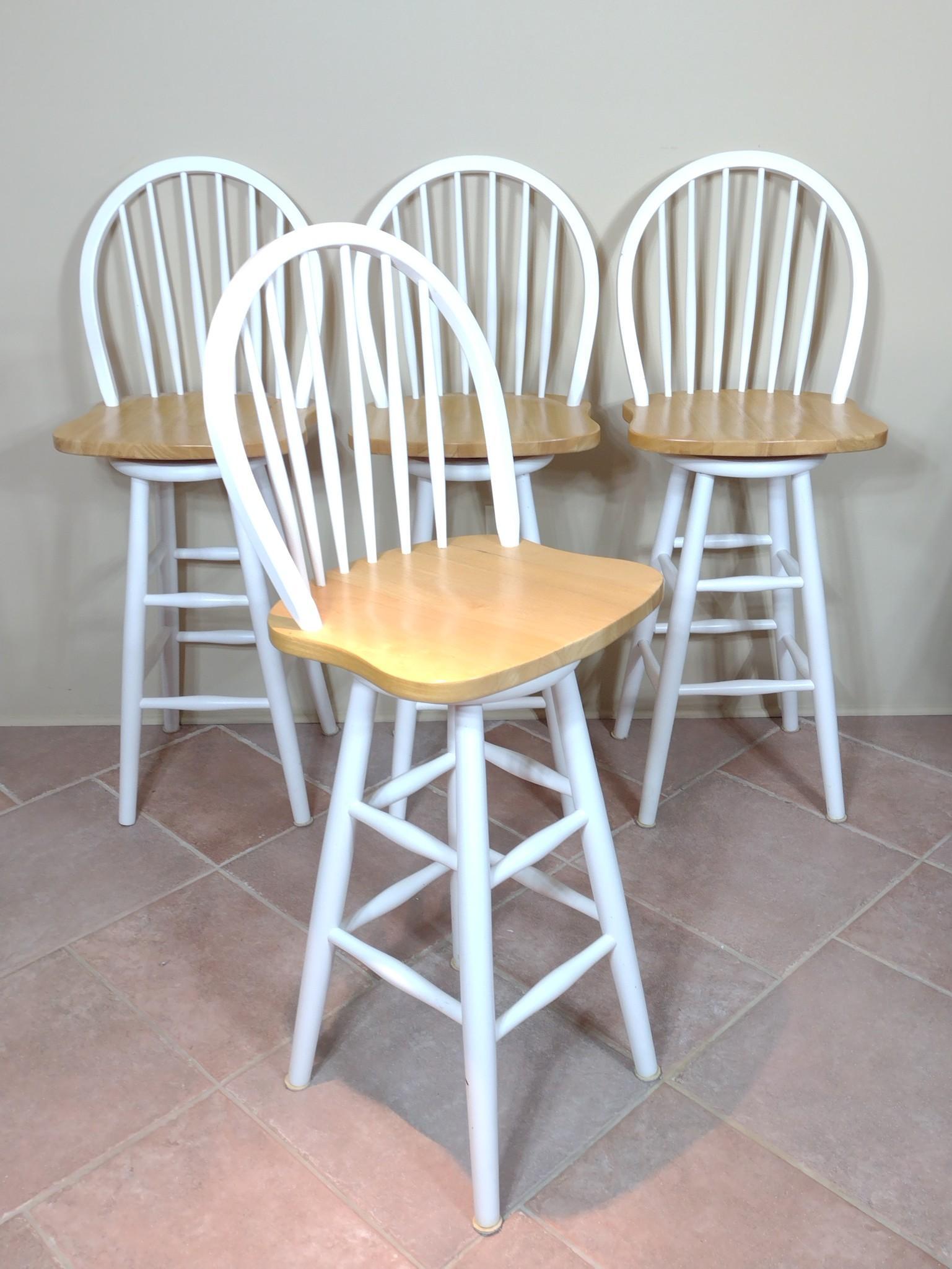 4 International Furniture Designs Barstools: Each 17" wide X 16-1/2" deep X 46-1/2" high. To be sold from location in Mechanicsburg, PA. Address to be provided to winning bidder for pick up by appointment. MG. IMPORTANT: Before bidding, please r
