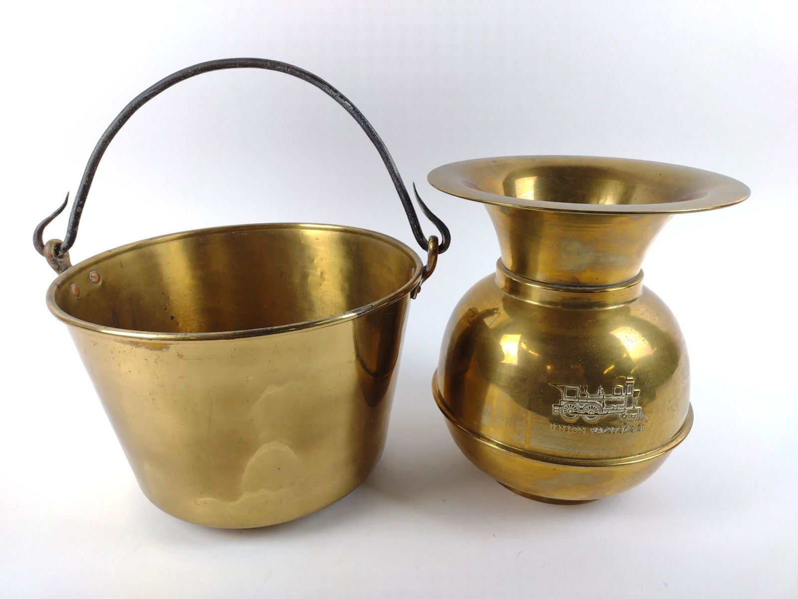 Union Pacific R.R. Brass Spittoon & Brass Bucket (1 of 2)