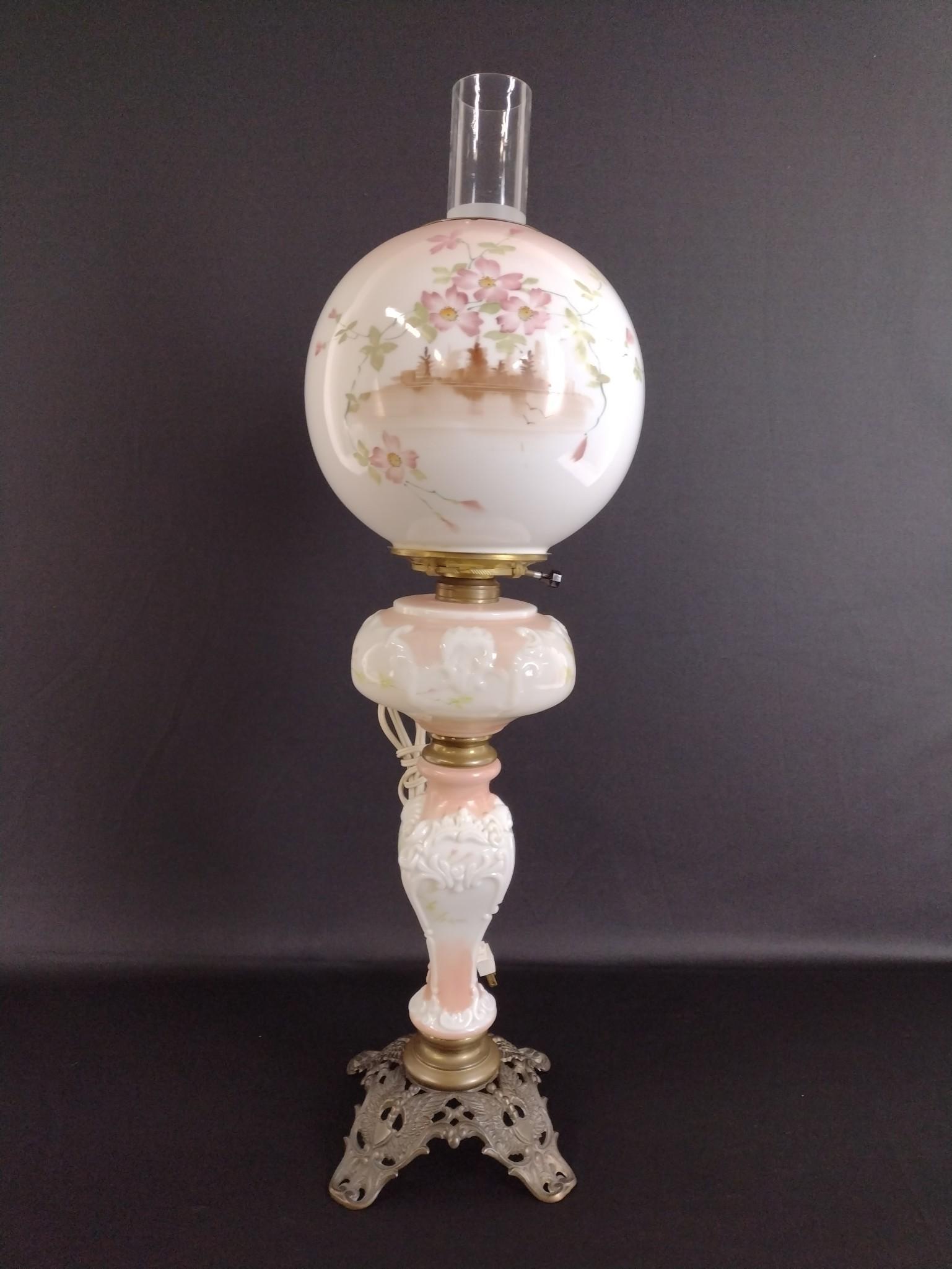 Hand Painted Gone With the Wind Lamp: Working. 9" diameter x 29" high. JB IMPORTANT: Before bidding, please read the terms and conditions. When you registered for the auction you agreed to these terms and will be required to comply with t