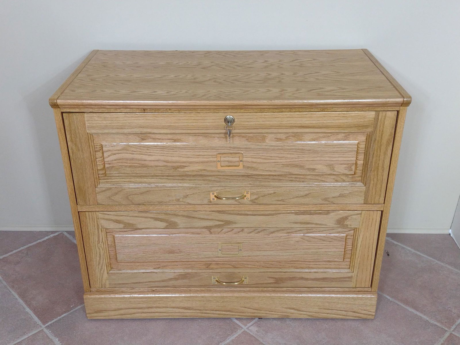 Large Two Drawer Oak Filing Cabinet (1 of 5)