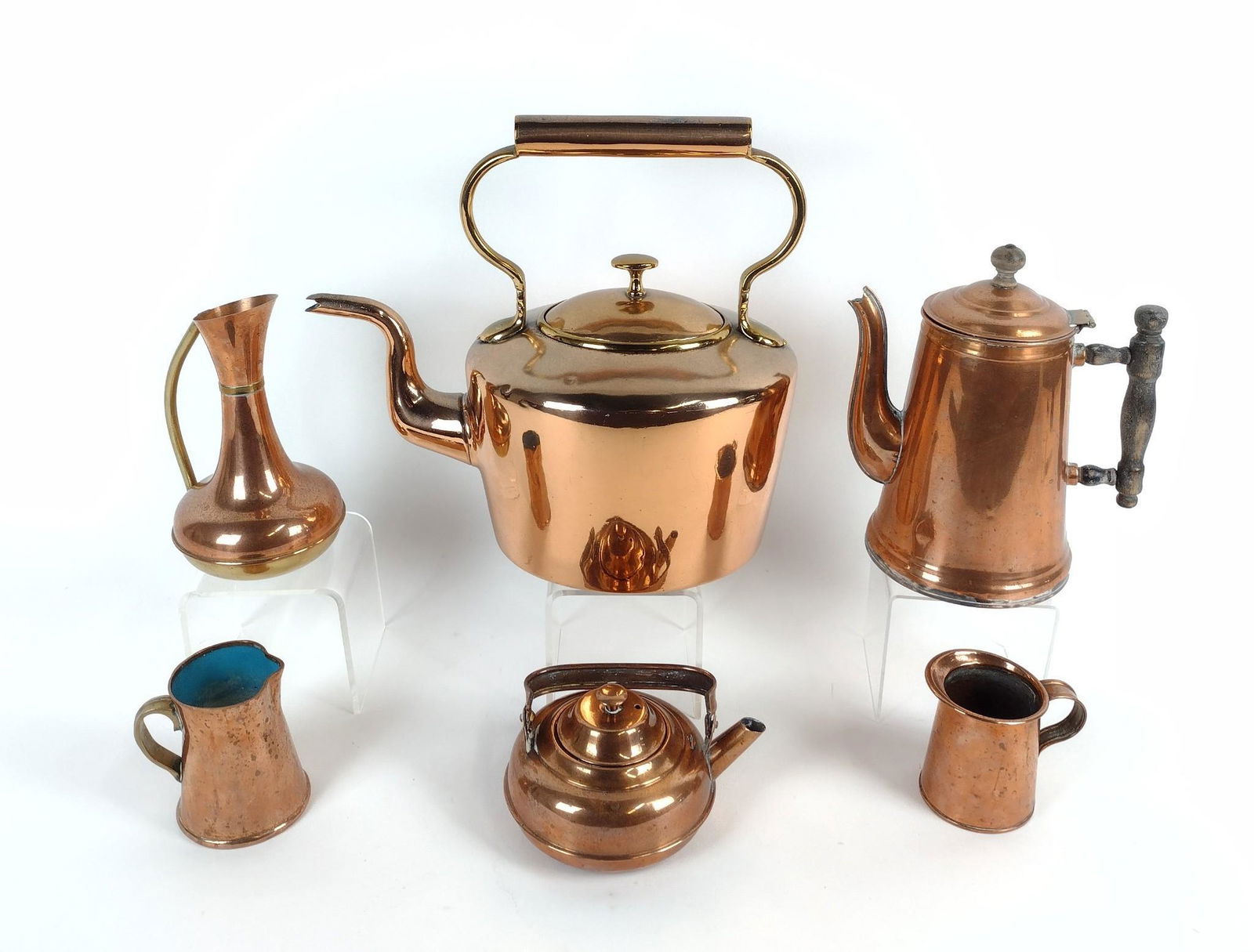 6 Copper Pcs incl Teapot (1 of 8)