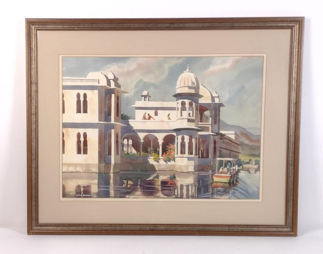 William A. Falkler Watercolor Palace Scene (1 of 3)
