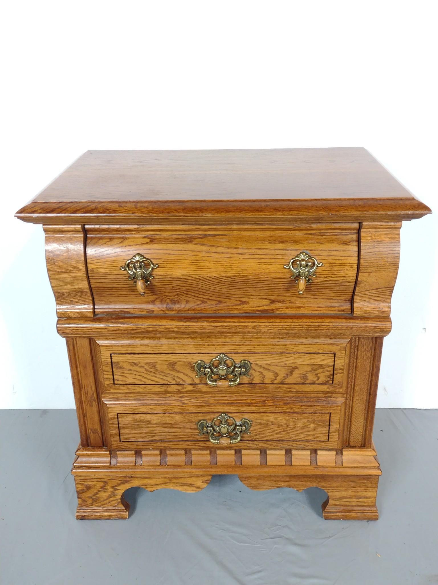 Oak Two Drawer Night Stand (1 of 6)