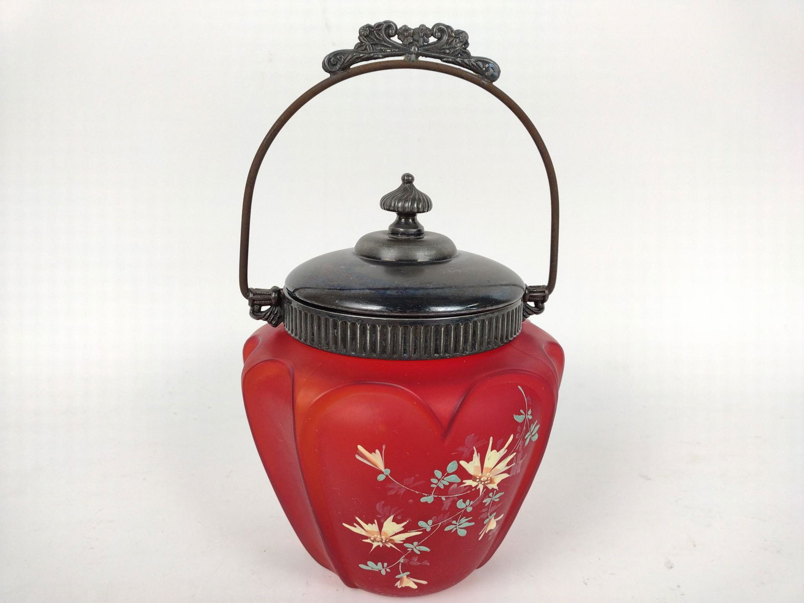 Frosted Cranberry Glass Biscuit Jar (1 of 5)