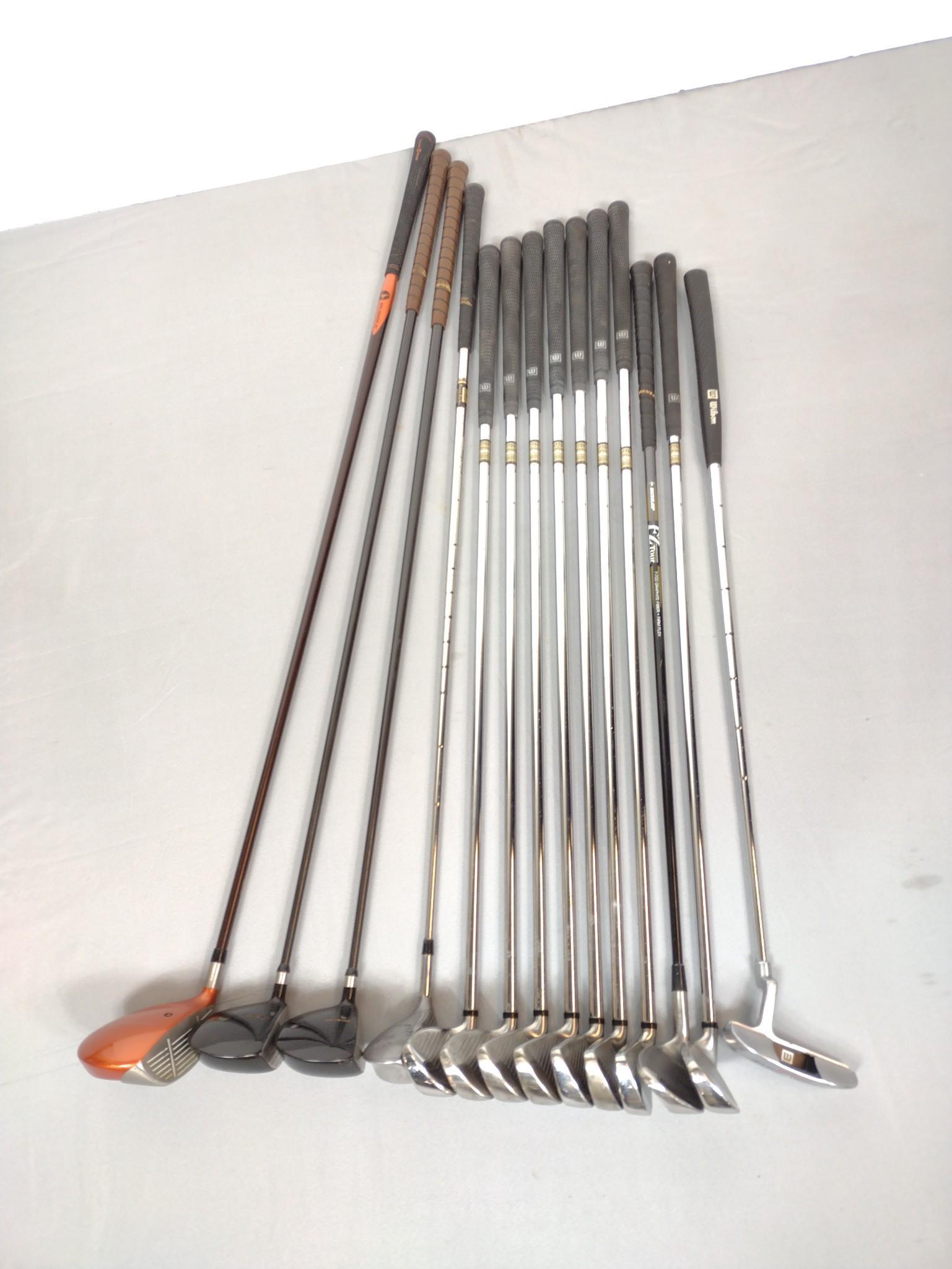 Golf Club Set: Includes Dunlop, Wilson, Taylor Made. Also includes Golf stream bag. MG. IMPORTANT: Before bidding, please read the terms and conditions. When you registered for the auction you agreed to these terms 