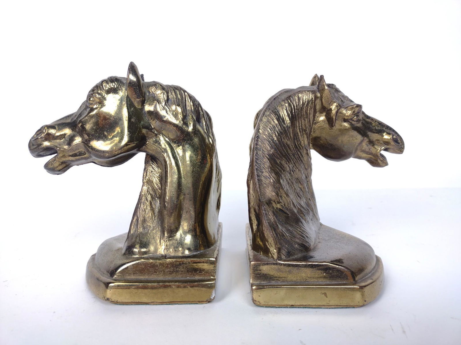 Pair Brass Horse Head Bookends (1 of 5)