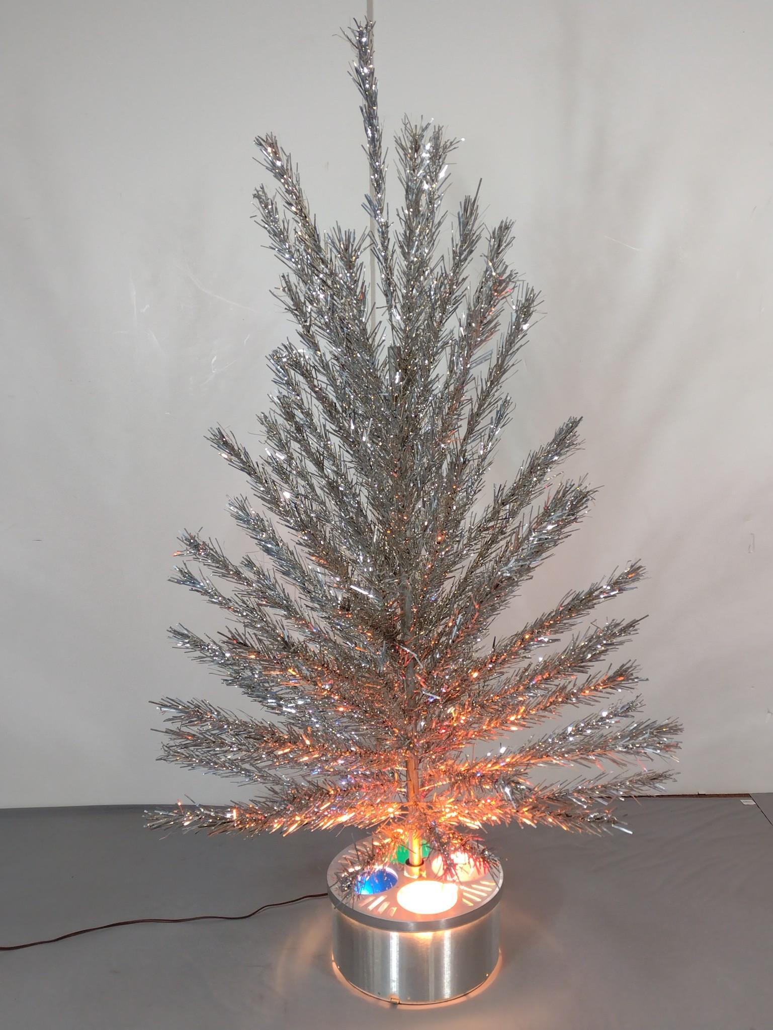 Vintage Rotating Silver Christmas Tree