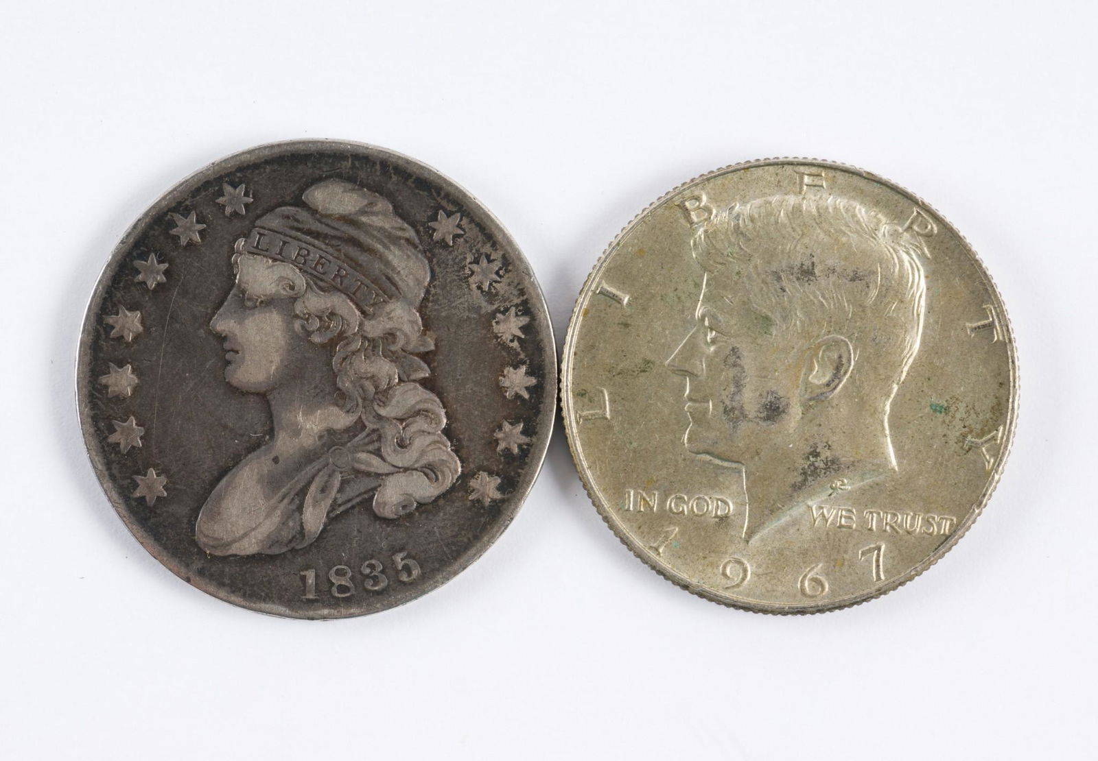 1835 Capped Bust Half and 1967 Kennedy Half (1 of 2)