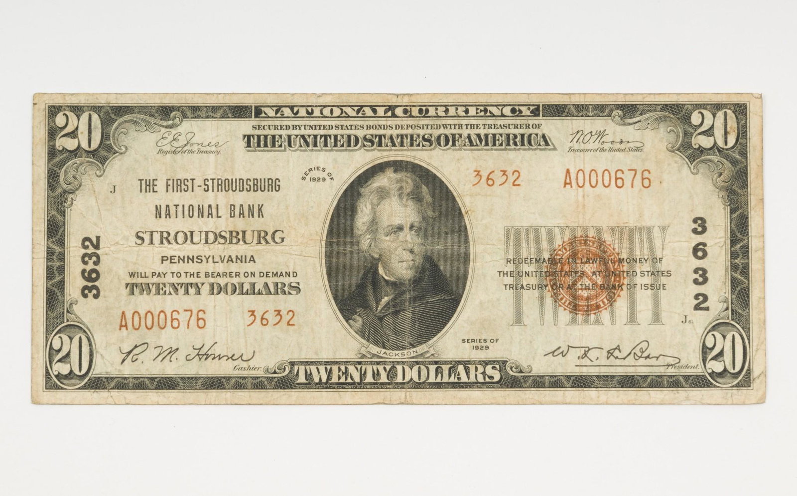 1929 $20 National Currency Note - Stroudsburg, Pennsylvania (1 of 4)