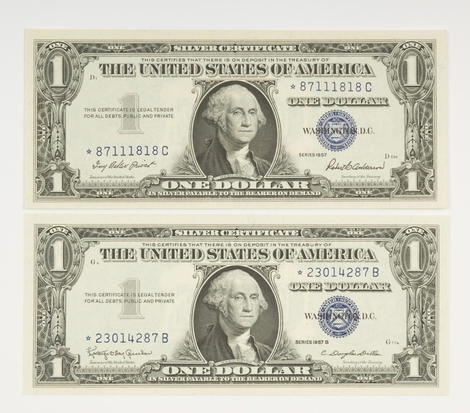 2 Series 1957 $1 Star Notes (1 of 2)