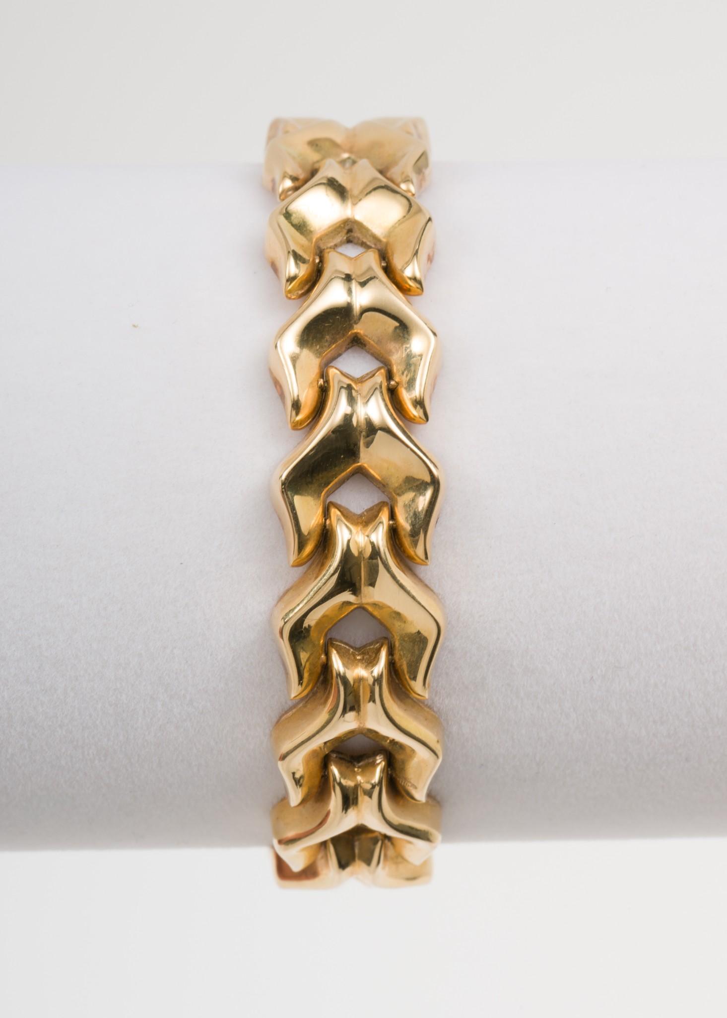 French 14K Gold Fancy Link Bracelet (1 of 5)