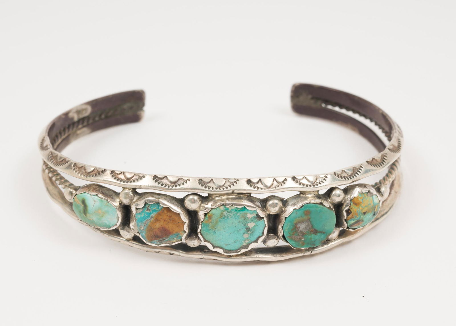 Tina Benally Navajo Sterling And Turquoise Cuff Bracelet (1 of 3)