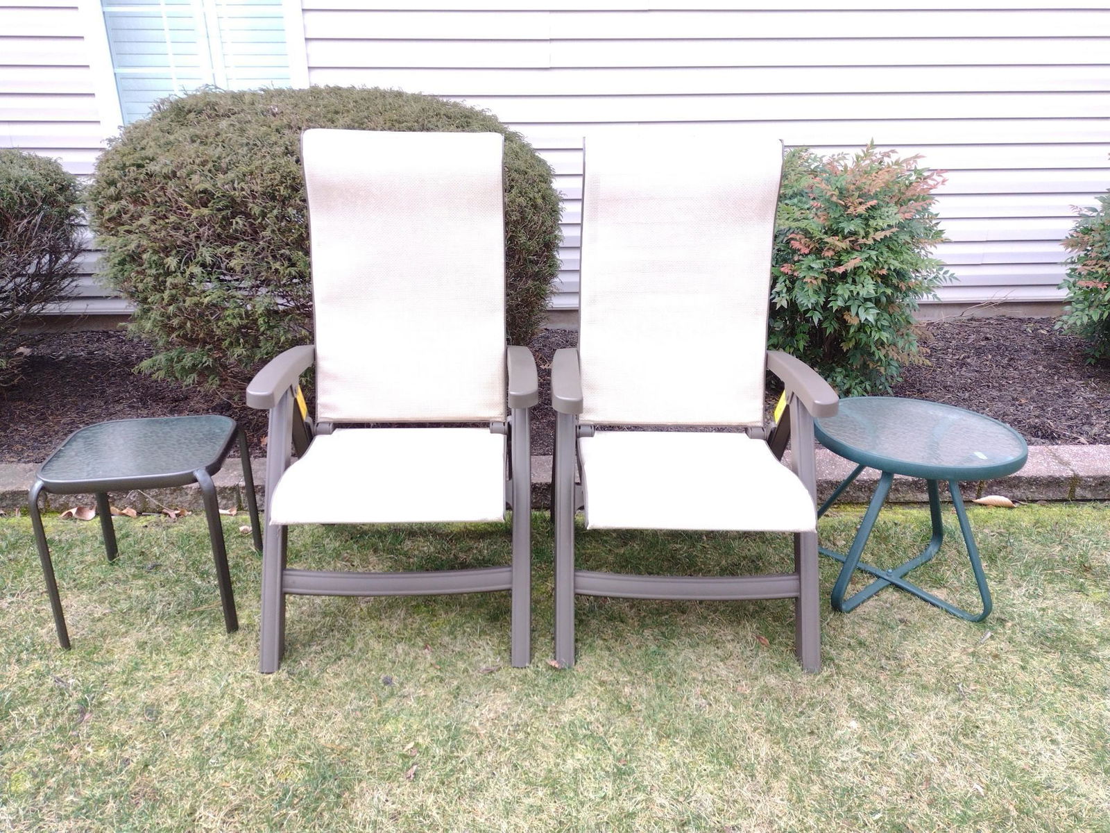 2 Folding Chairs & 2 Glass Top Outdoor Tables (1 of 5)