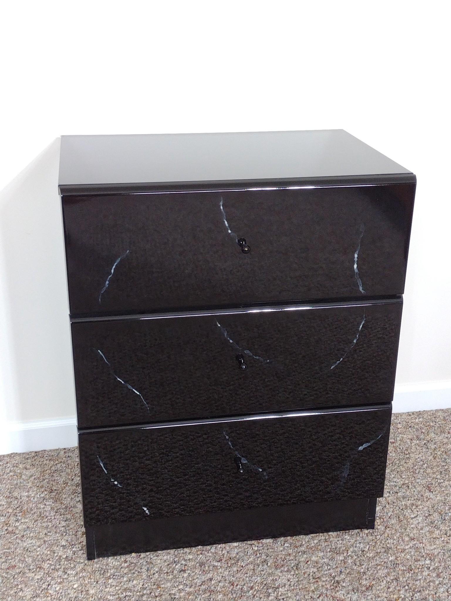 Millennium Three Drawer Night Stand: 24" wide X 17" deep X 30" high. MG. IMPORTANT: Before bidding, please read the terms and conditions. When you registered for the auction you agreed to these terms and will be required to comply with t