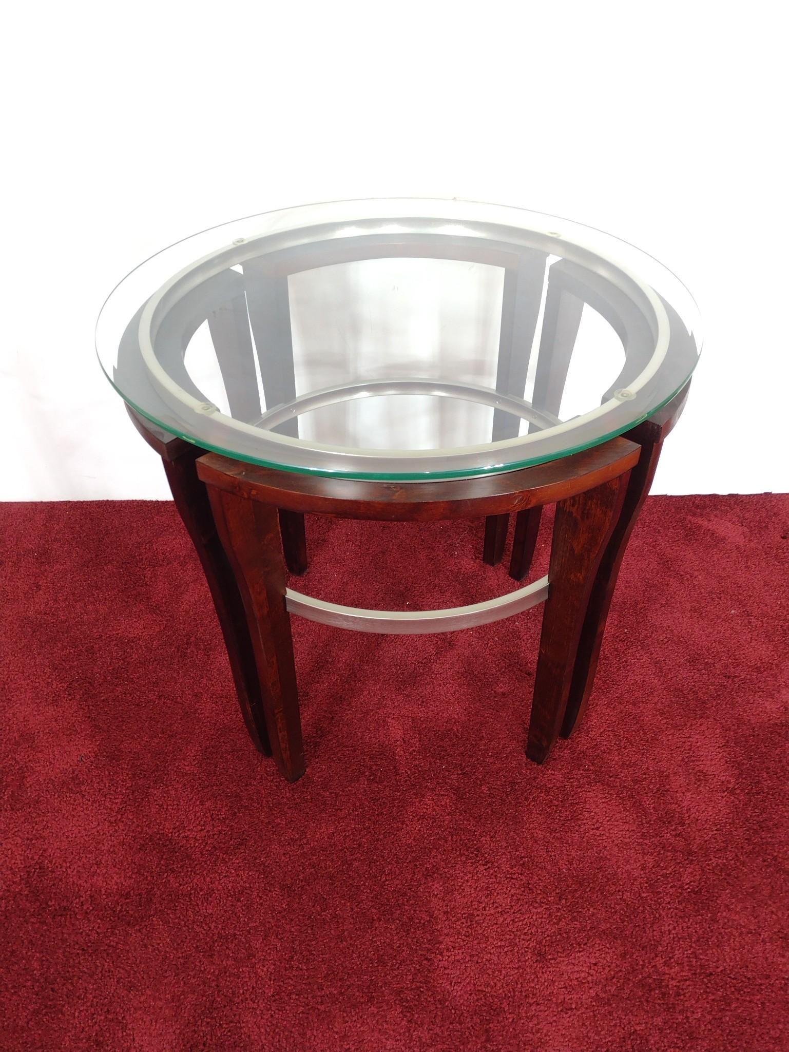 Modern Round Glass Top End Table (1 of 3)