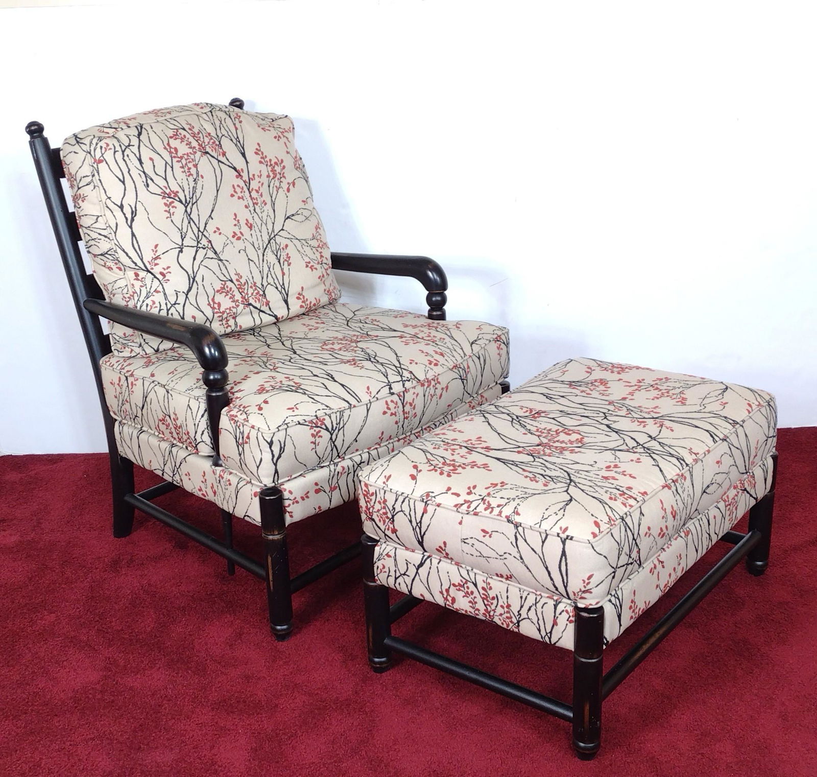 Best Chair Co Cherry Blossom Print Arm Chair & Ottoman (1 of 8)