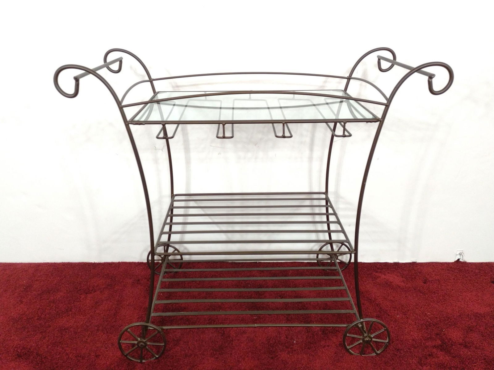 Metal Serving Cart With Glass Top (1 of 6)