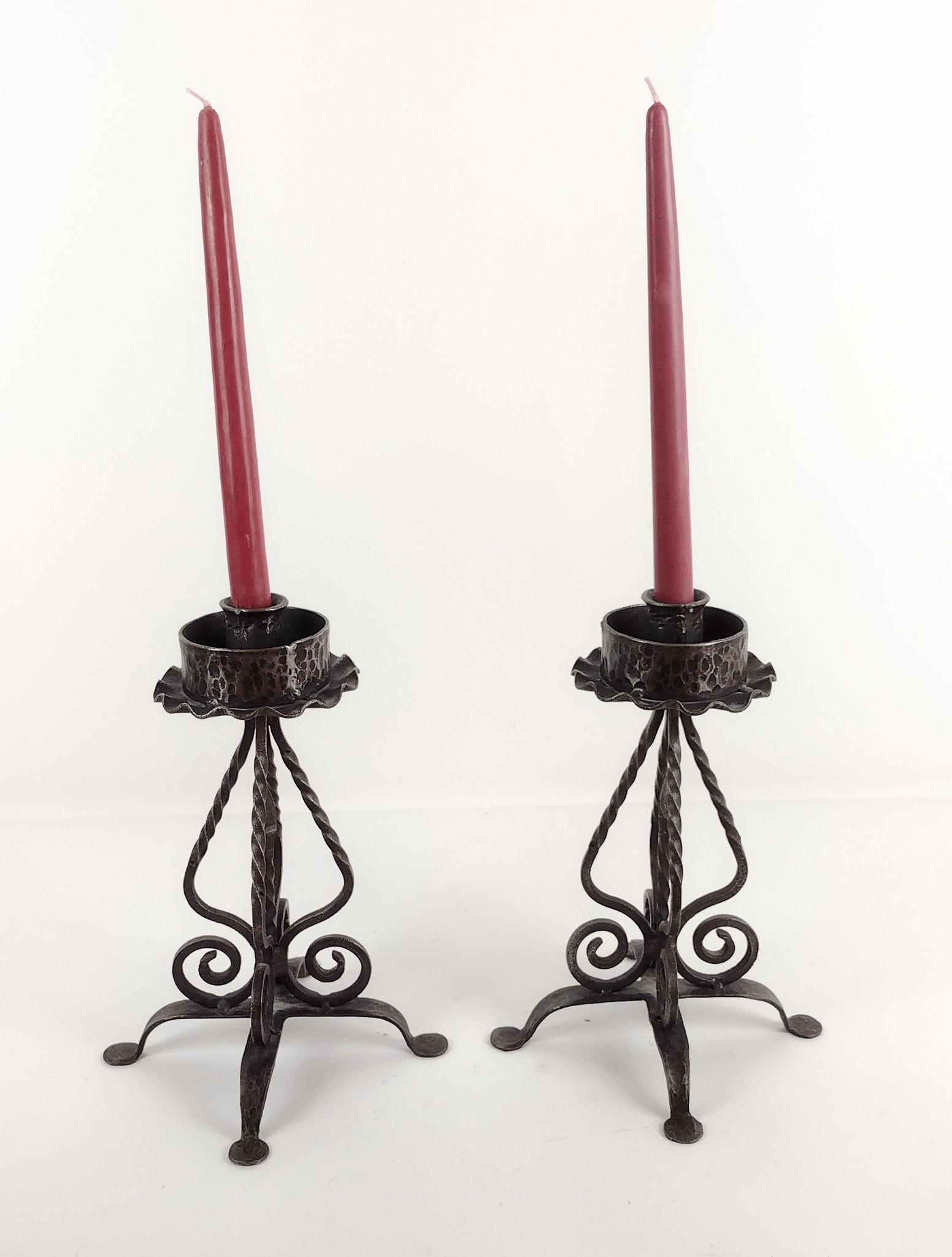 Pr. Wrought Iron Candlesticks (1 of 3)