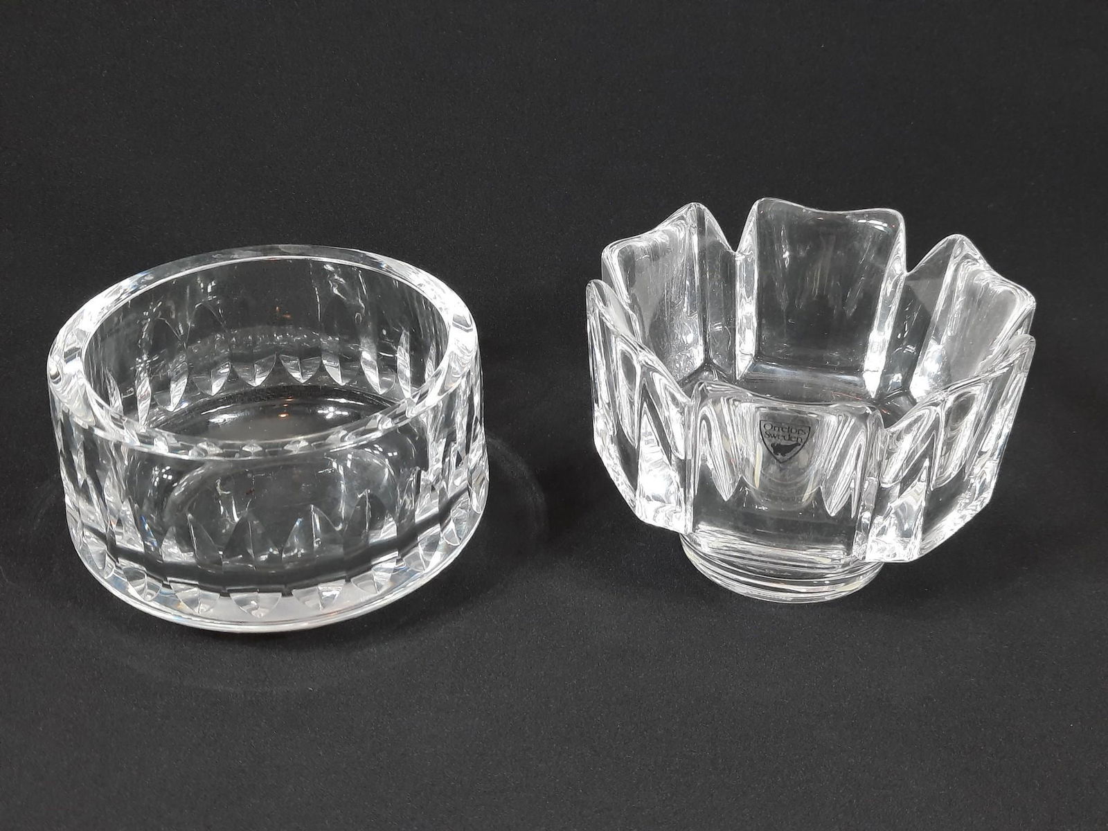 2 Orrefors Glass Bowls: 4-1/2" to 4-3/4" diameter x 3" to 3-3/4" high. LR IMPORTANT: Before bidding, please read the terms and conditions. When you registered for the auction you agreed to these terms and will be required to