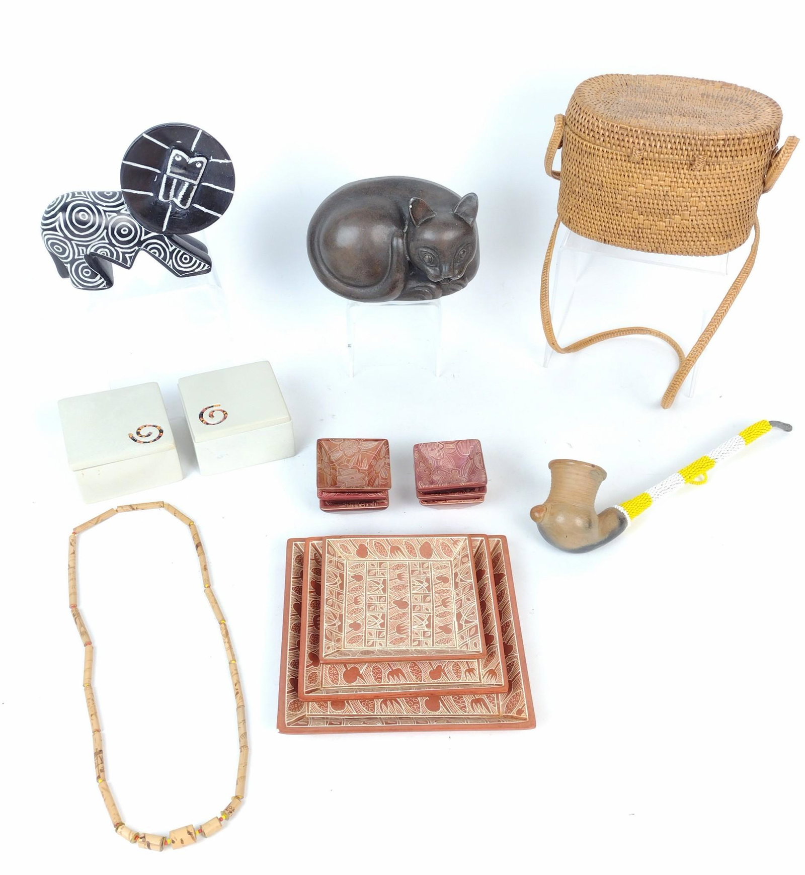 15 Ethnographic Articles Incl Beeded Pipe (1 of 12)