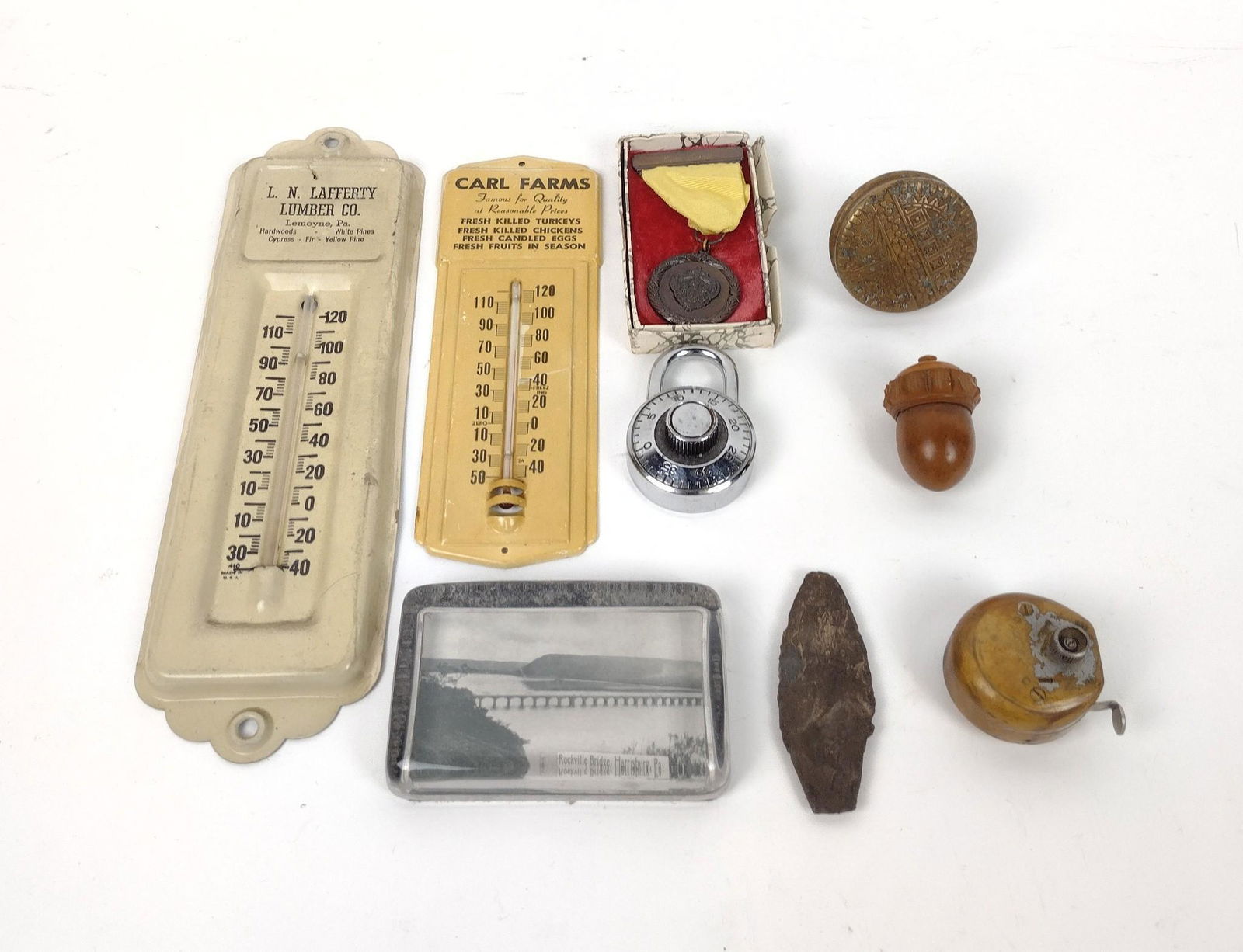 9 promotionals and collectibles incl Medal and Lumber Thermometers (1 of 4)