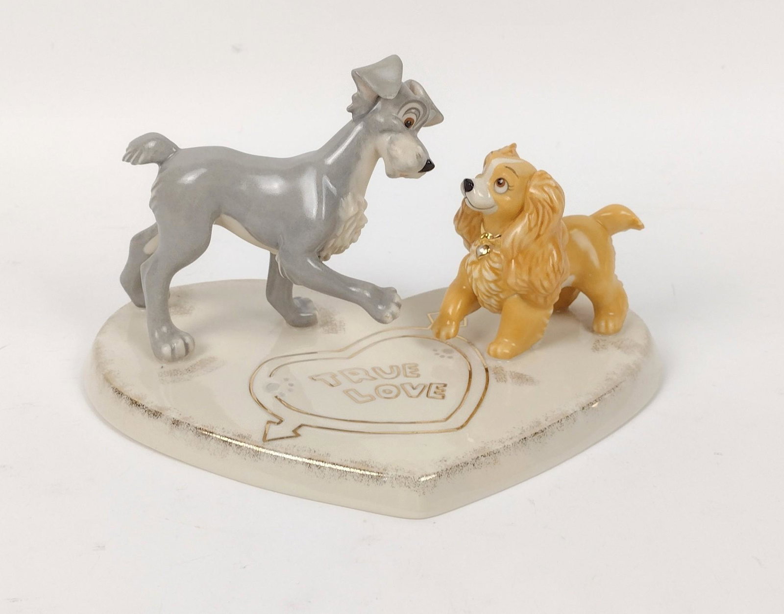Lenox Lady & the Tramp Figurine: 10" wide X 6-3/4" deep X 5-3/4" high. MEG IMPORTANT: Before bidding, please read the terms and conditions. When you registered for the auction you agreed to these terms and will be required to comply 