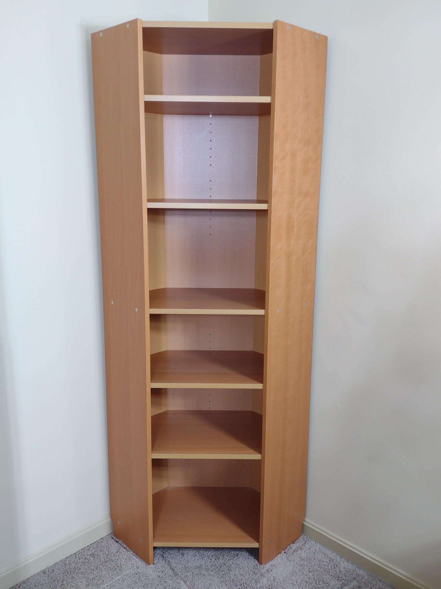 Corner Shelf: 36" wide X 16-1/2" deep X 80" high. No manufactures name found. To be sold from location in Mechanicsburg, PA. Address to be provided to winning bidder for pick up by appointment. MG. IMPORTANT: Befor