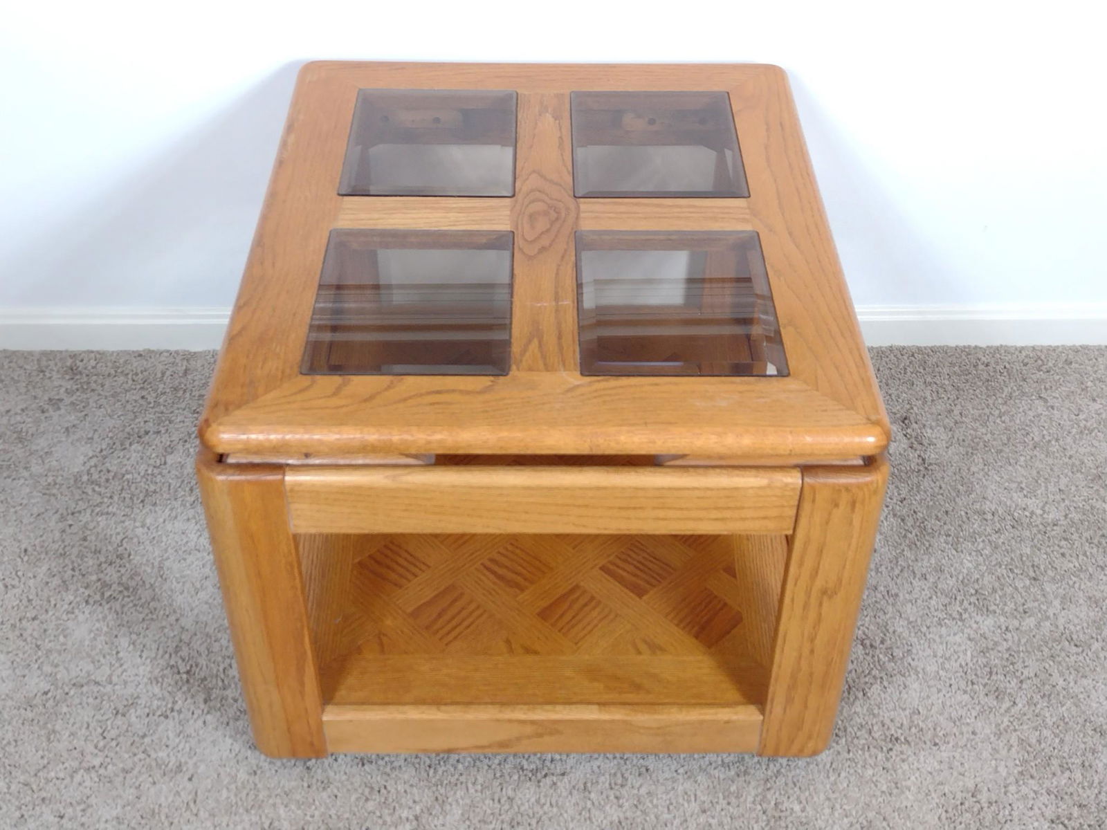 Glass Top Oak End Table (1 of 4)