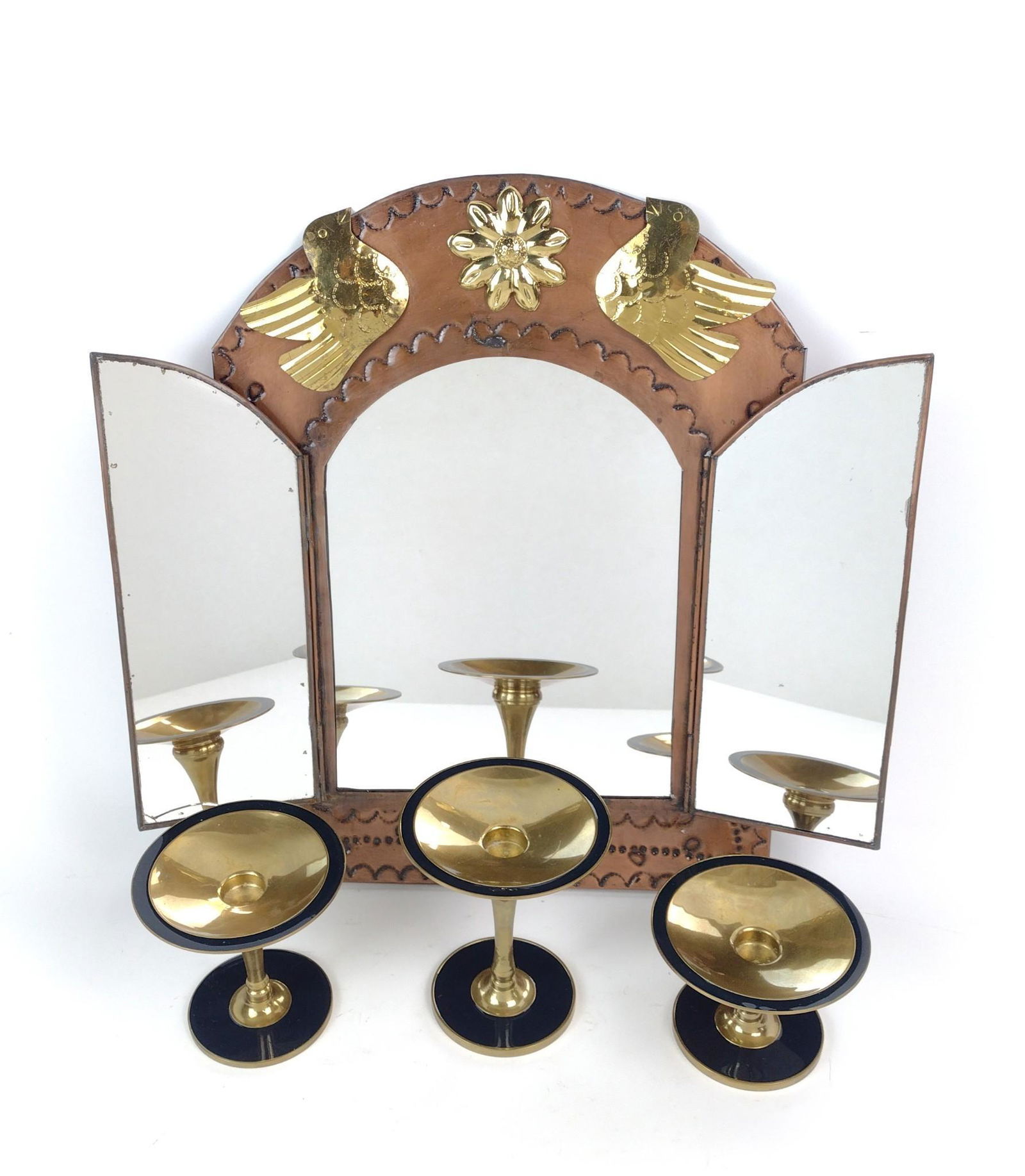 4 Pcs Incl Mirror & Heavy Brass With Enamel (1 of 5)