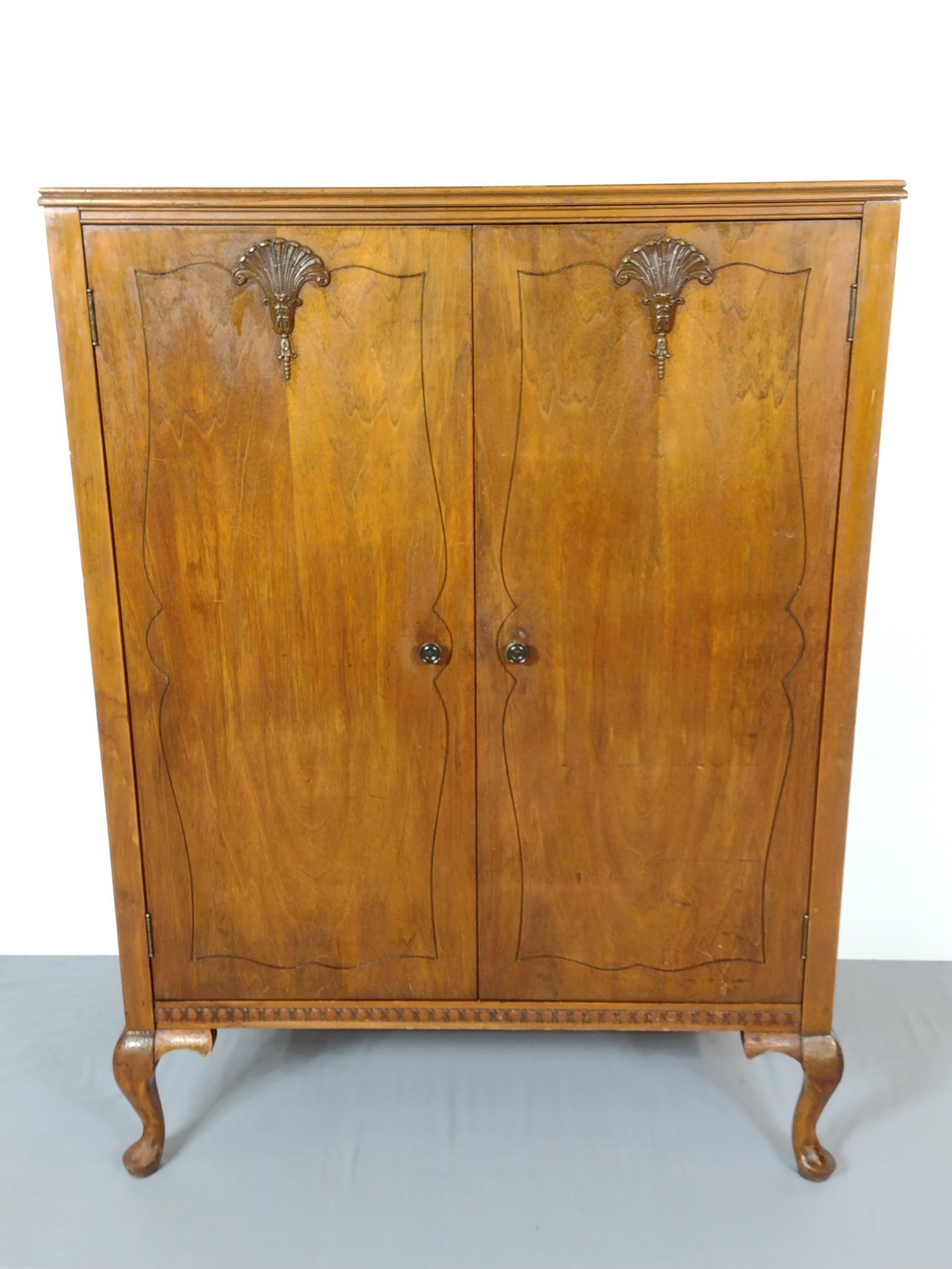 Chifferobe: 37-1/2" wide X 22" deep X 52-1/4" high. Has light scratches. No manufactures name found. MG. IMPORTANT: Before bidding, please read the terms and conditions. When you registered for the auction you ag
