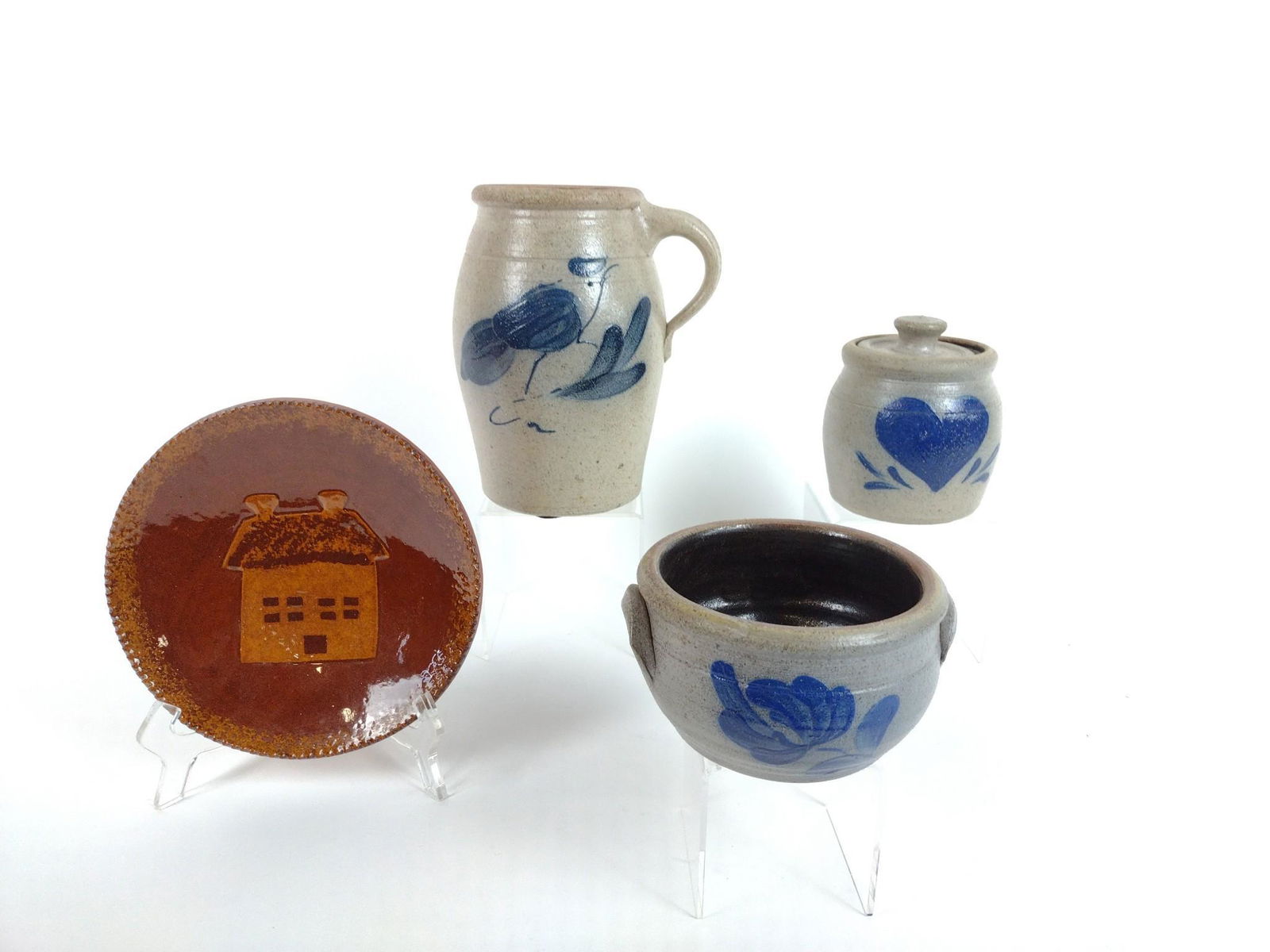 3 PCs Rowe Pottery & Foltz Redware Plate (1 of 6)