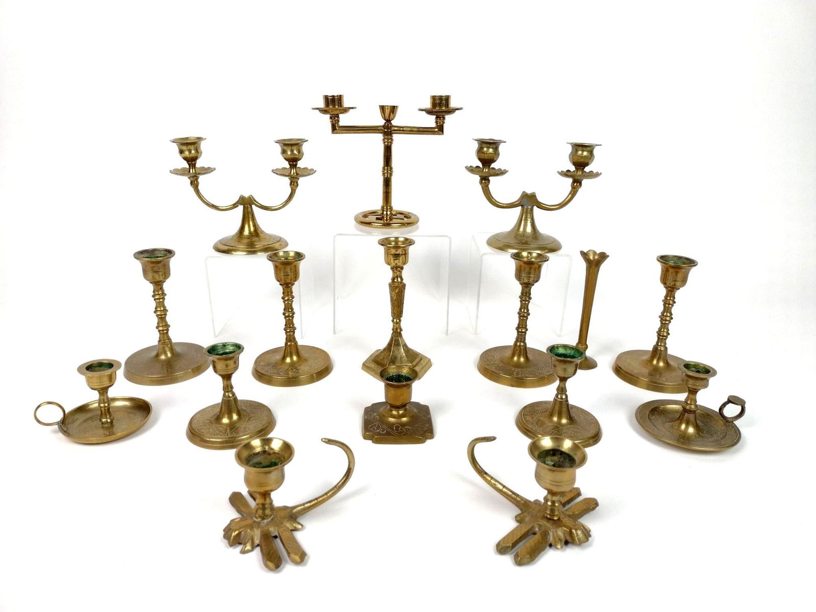 16 Chinese Brass Candle Holders (1 of 2)