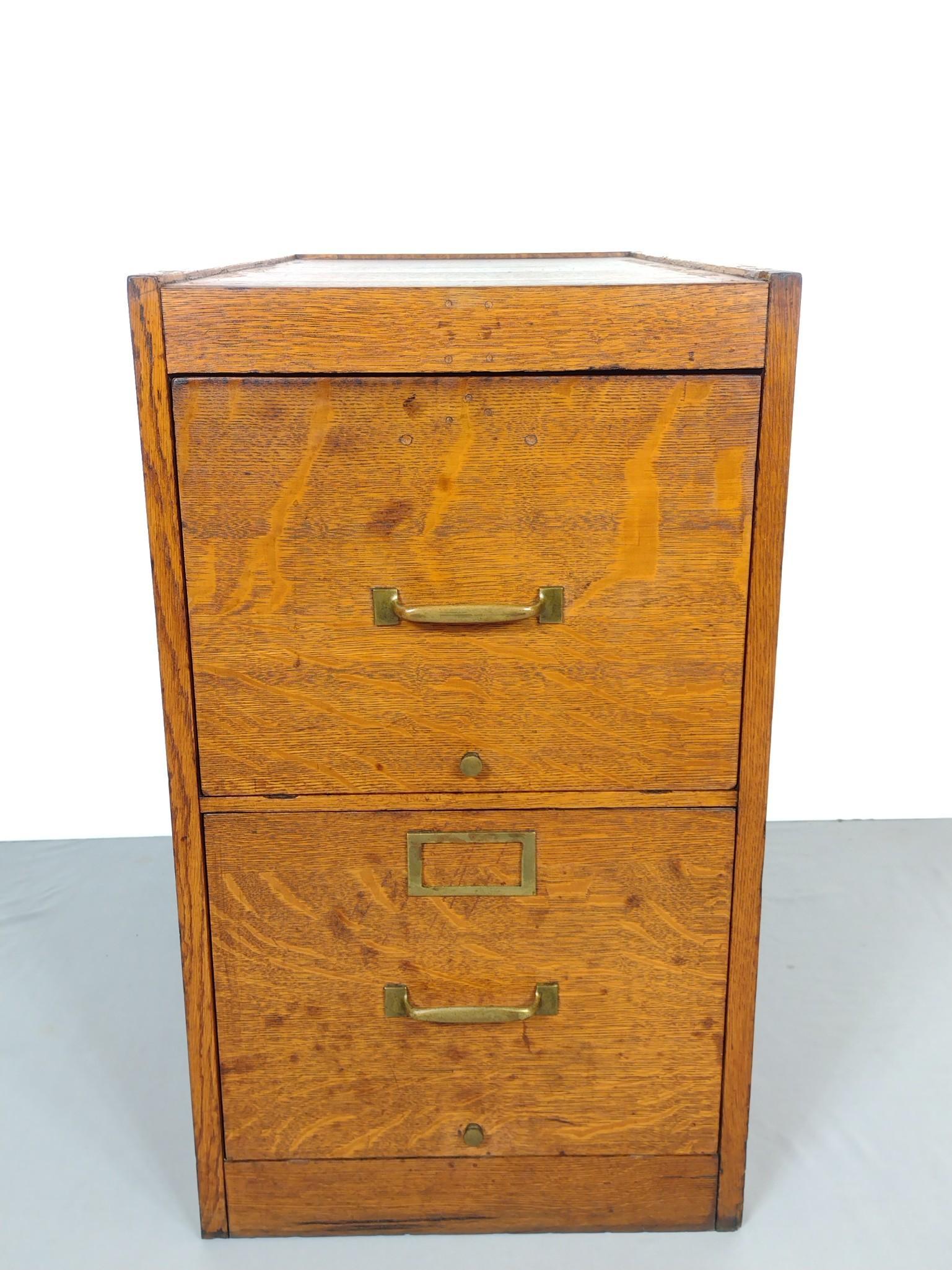 The Globe-Wenicke Co Upright Filing Cabinet: No. 221. 16-1/2" wide X 28" deep X 28" high. Has discoloring and screw holes in top. MG. IMPORTANT: Before bidding, please read the terms and conditions. When you registered for the auction you agreed