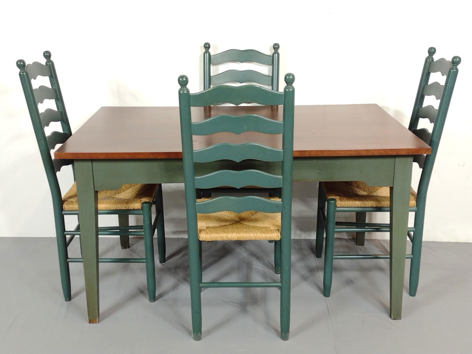 Bassett Dining Table With 4 Ladder Back Rush Seated Chairs (1 of 12)
