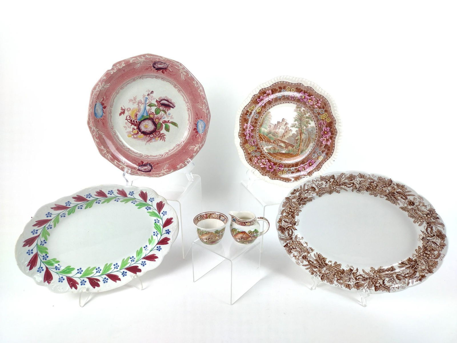 6 Ceramics incl Stick Spatter & Transferware (1 of 7)