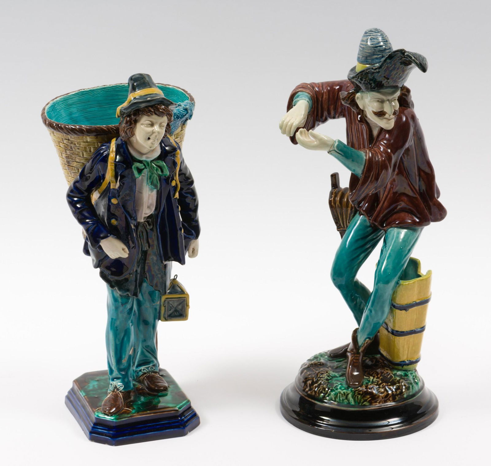 2 Late 19th C Hugo Lonitz Majolica Figures Incl Posey Holder (1 of 16)