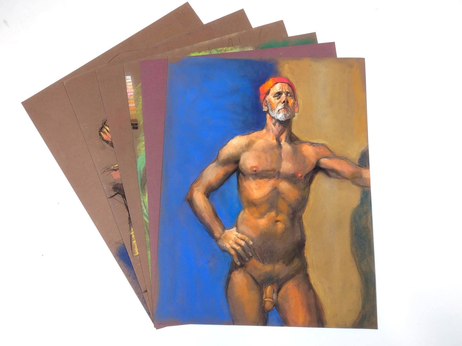6 Karl Foster Nude Pastels: All on 19" wide X 25" high to 25" wide X 19" high poster board. Karl Foster was one of the seven lively artist of Harrisburg. Foster was a consummate draftsman of the human figure and portraiture. His