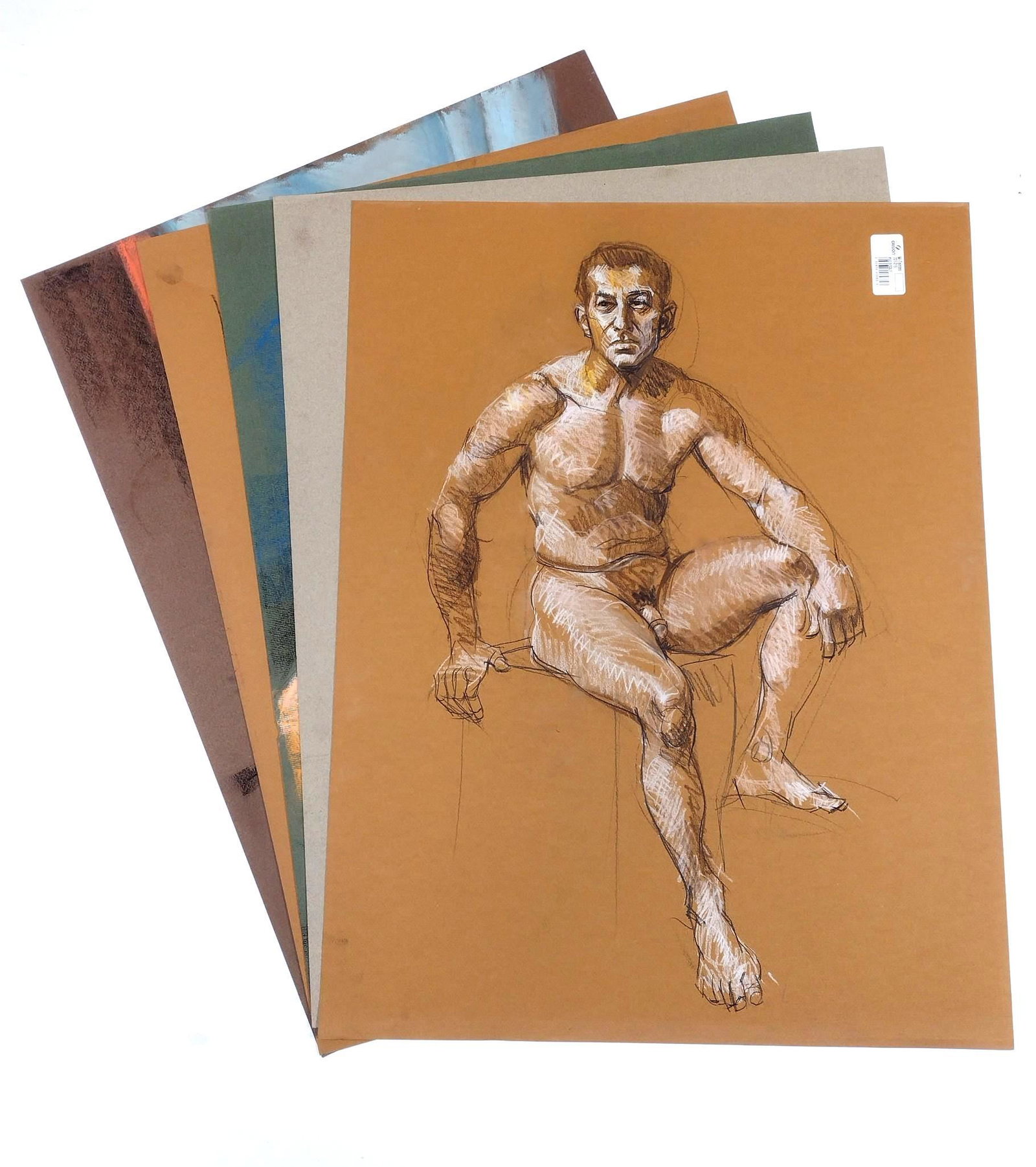 5 Karl Foster Nude Pastels: All on 19" wide X 25" high to 25" wide X 19" high poster board. Karl Foster was one of the seven lively artist of Harrisburg. Foster was a consummate draftsman of the human figure and portraiture. His