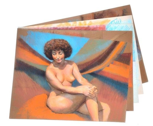 5 Karl Foster Nude Pastels: All on 19" wide X 25" high to 25" wide X 19" high poster board. Karl Foster was one of the seven lively artist of Harrisburg. Foster was a consummate draftsman of the human figure and portraiture. His