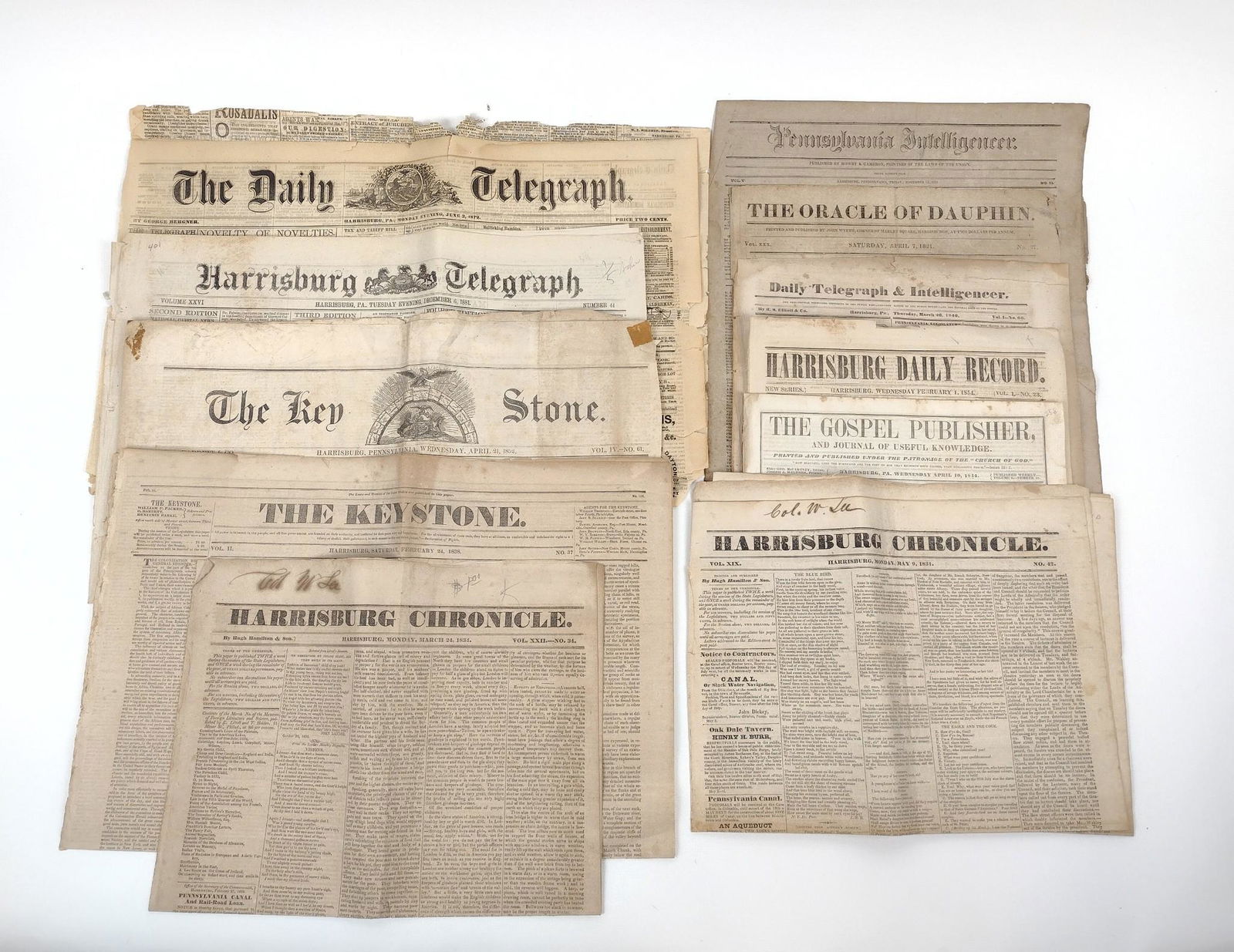 12 Pennsylvania Newspapers incl Harrisburg Chronicle (1 of 5)